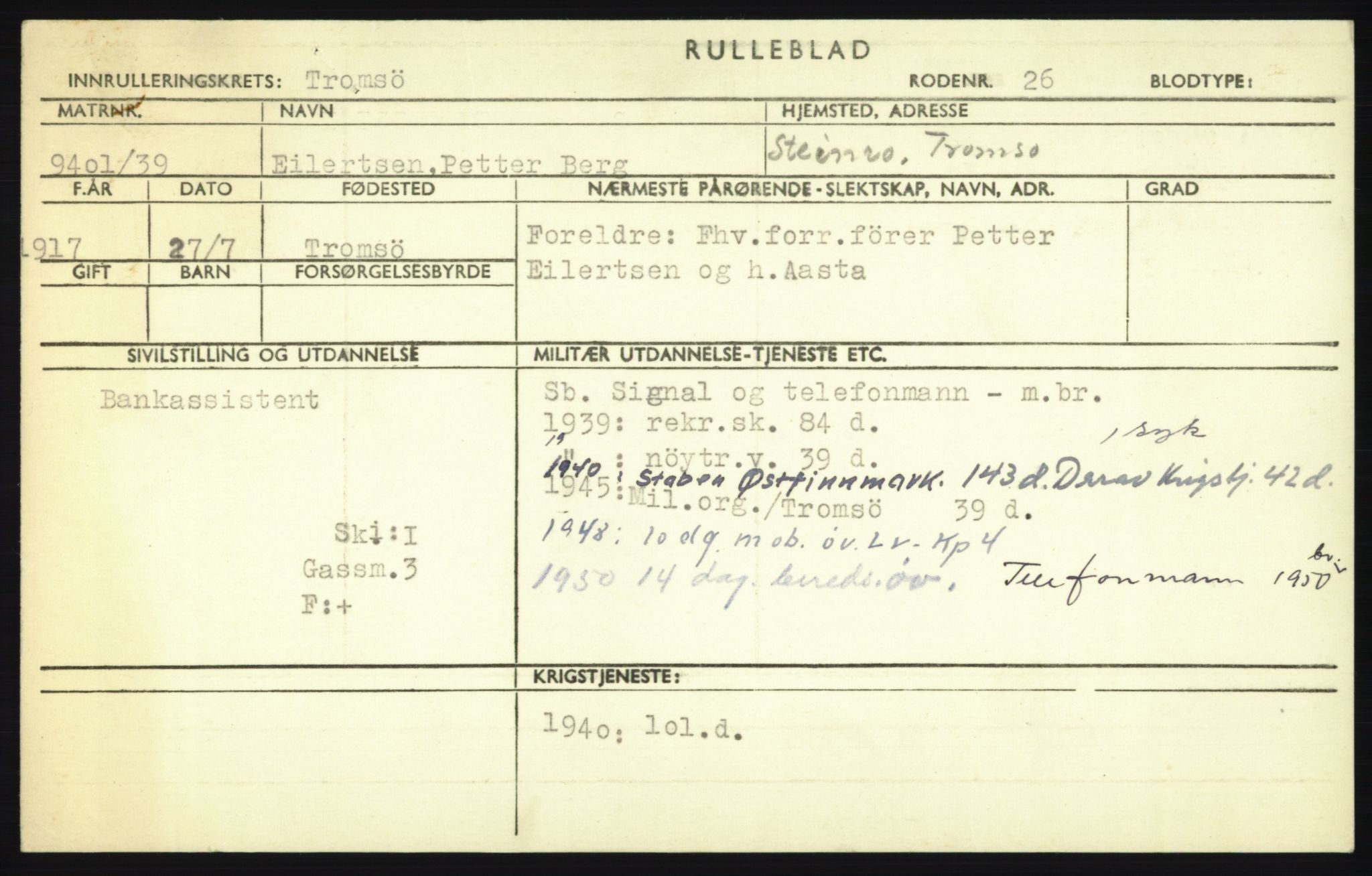 Forsvaret, Troms infanteriregiment nr. 16, AV/RA-RAFA-3146/P/Pa/L0023: Rulleblad for regimentets menige mannskaper, årsklasse 1939, 1939, p. 189