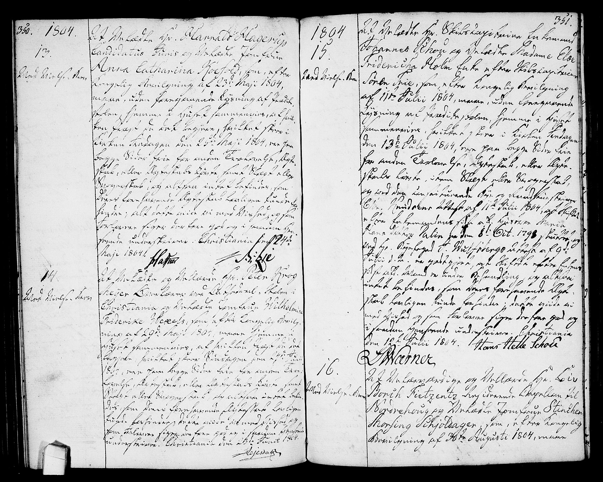 Oslo domkirke Kirkebøker, AV/SAO-A-10752/L/La/L0010: Best man's statements no. 10, 1789-1807, p. 350-351