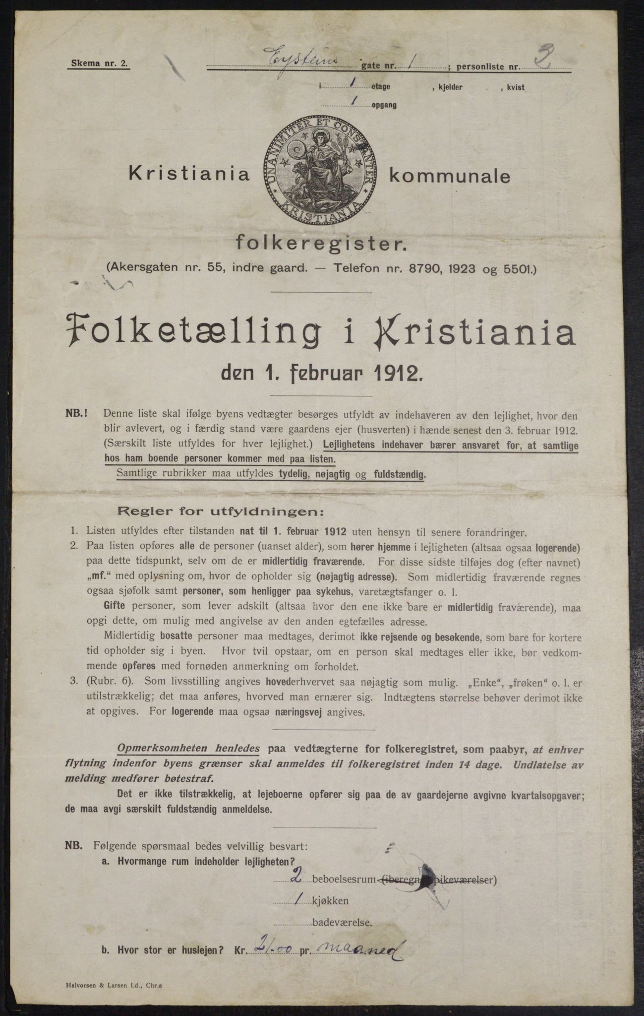 OBA, Municipal Census 1912 for Kristiania, 1912, p. 130310