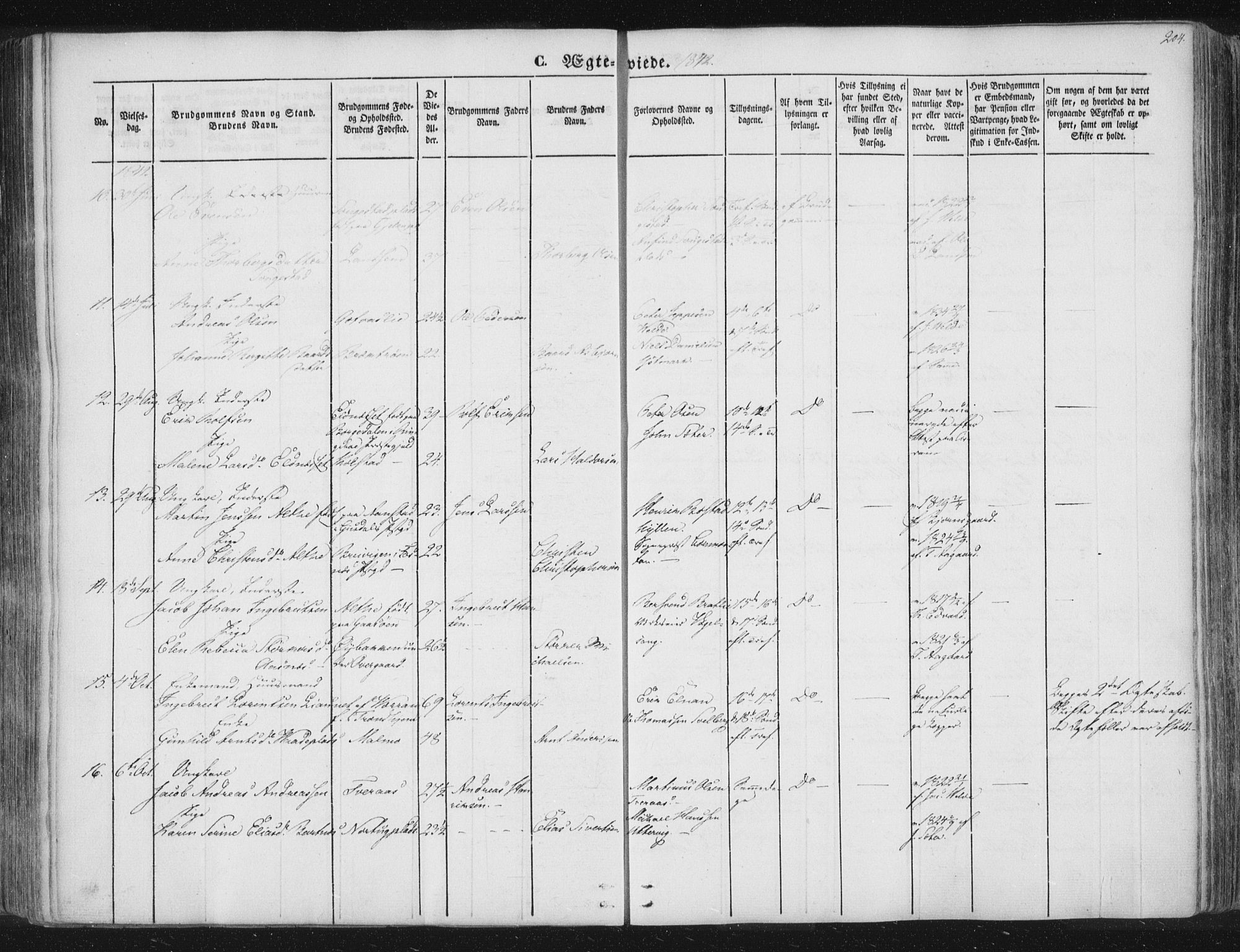 Ministerialprotokoller, klokkerbøker og fødselsregistre - Nord-Trøndelag, AV/SAT-A-1458/741/L0392: Parish register (official) no. 741A06, 1836-1848, p. 204