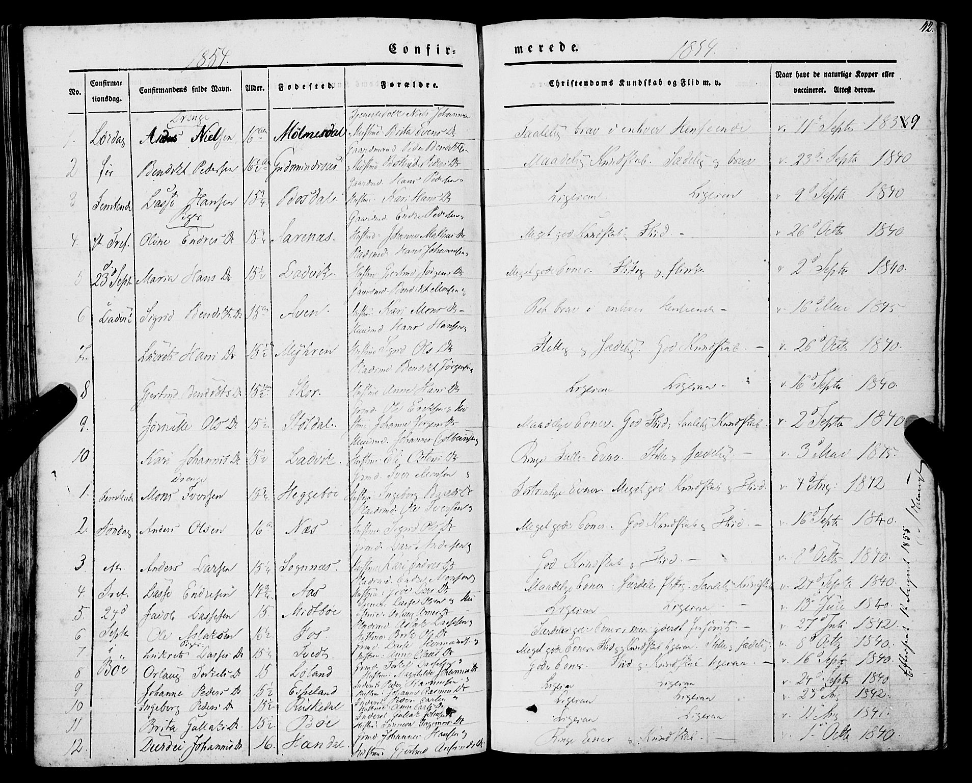 Lavik sokneprestembete, AV/SAB-A-80901: Parish register (official) no. A 3, 1843-1863, p. 42