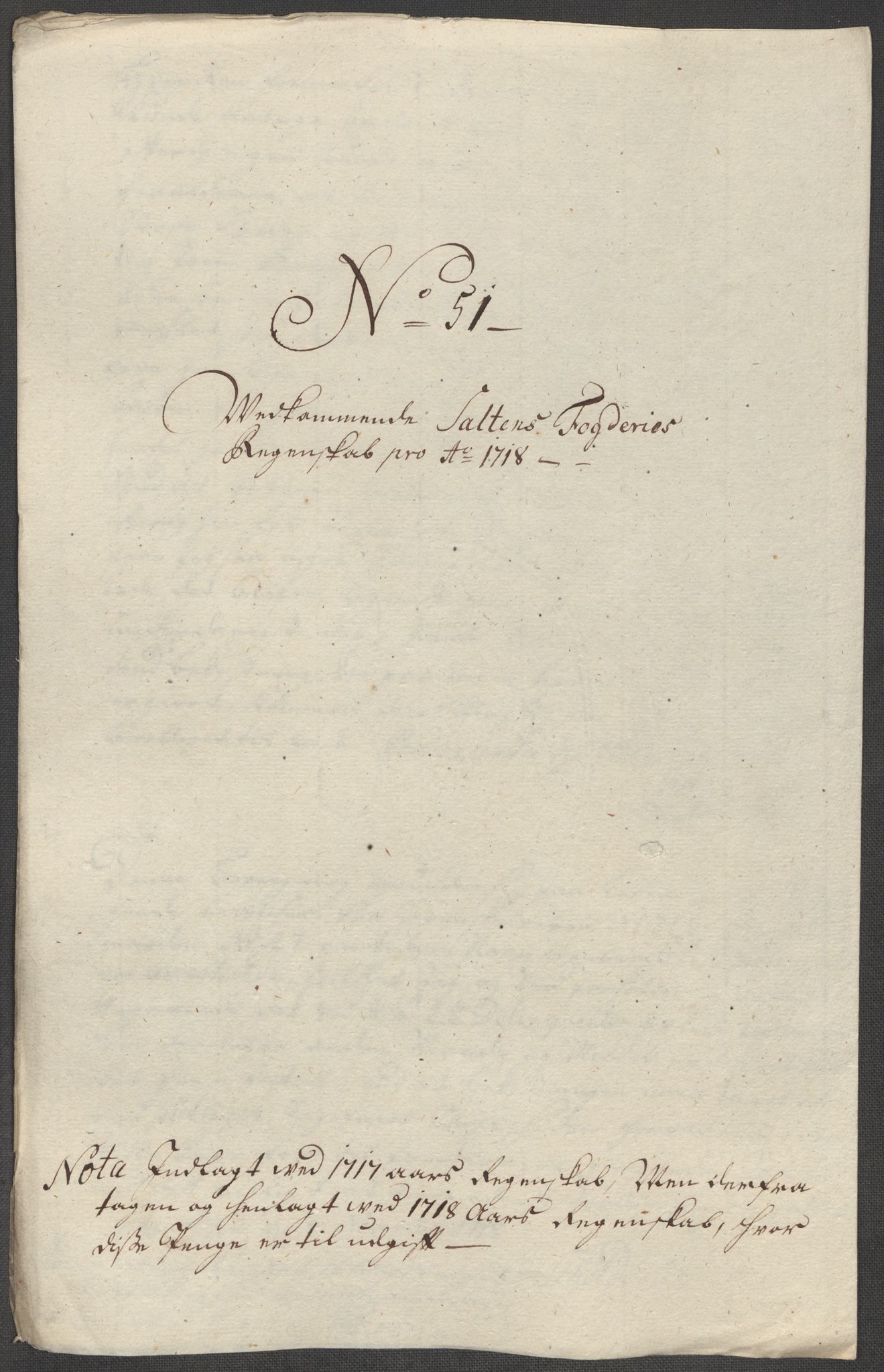 Rentekammeret inntil 1814, Reviderte regnskaper, Fogderegnskap, AV/RA-EA-4092/R66/L4588: Fogderegnskap Salten, 1718, p. 345