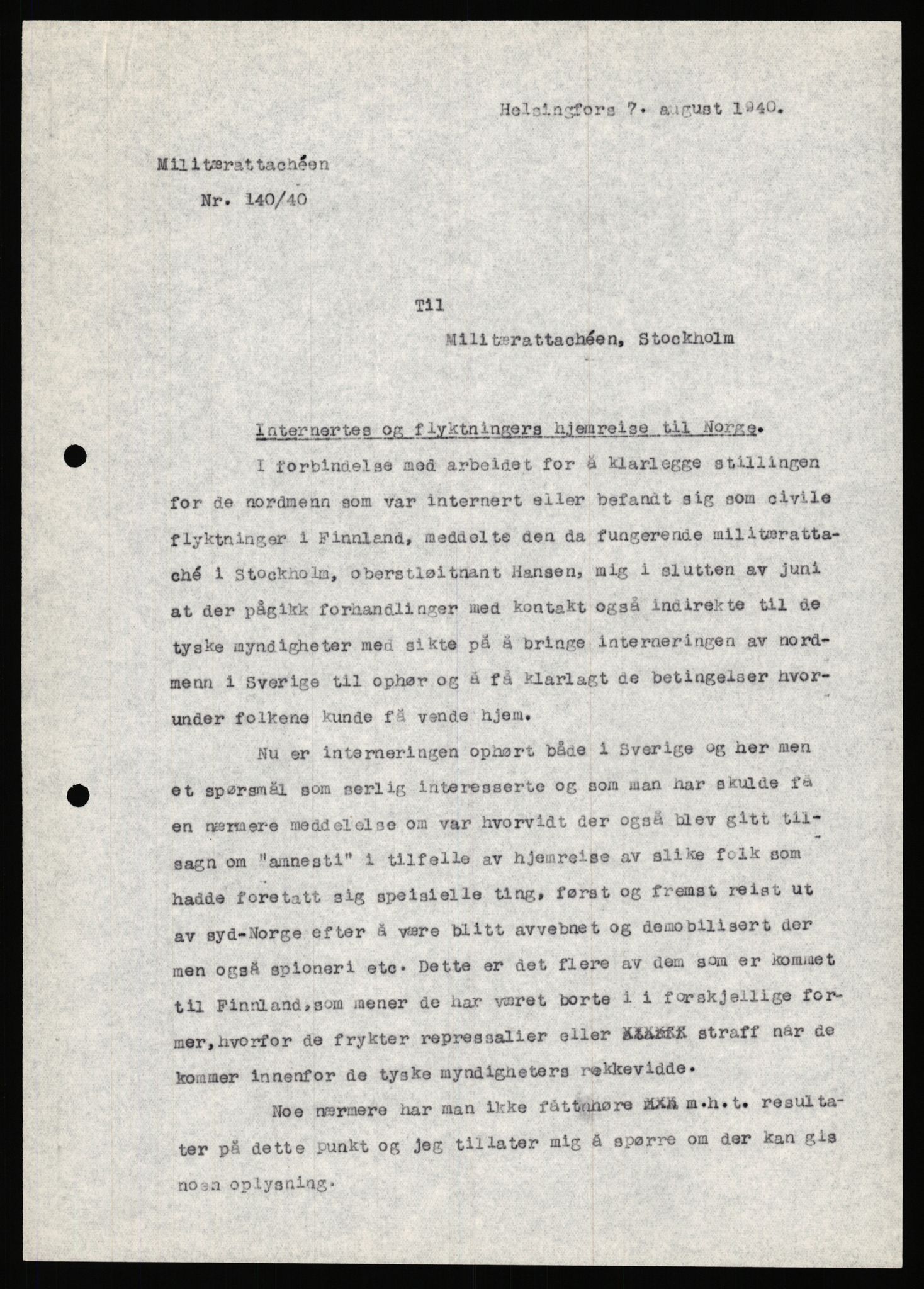 Forsvaret, Forsvarets krigshistoriske avdeling, RA/RAFA-2017/Y/Ya/L0006: II-C-11-11,2 - Utenriksdepartementet.  Legasjonen i Helsingfors., 1940-1946, p. 114