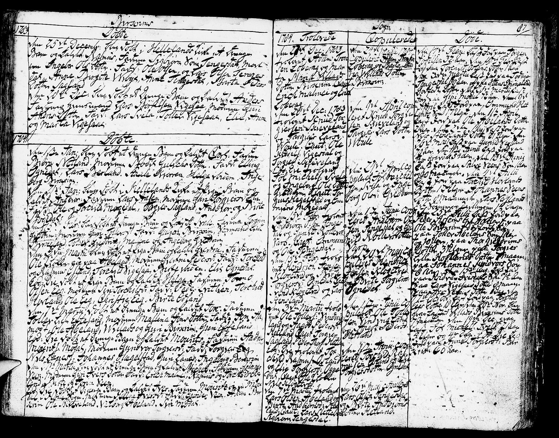 Helleland sokneprestkontor, AV/SAST-A-101810: Parish register (official) no. A 2 /2, 1762-1791, p. 87