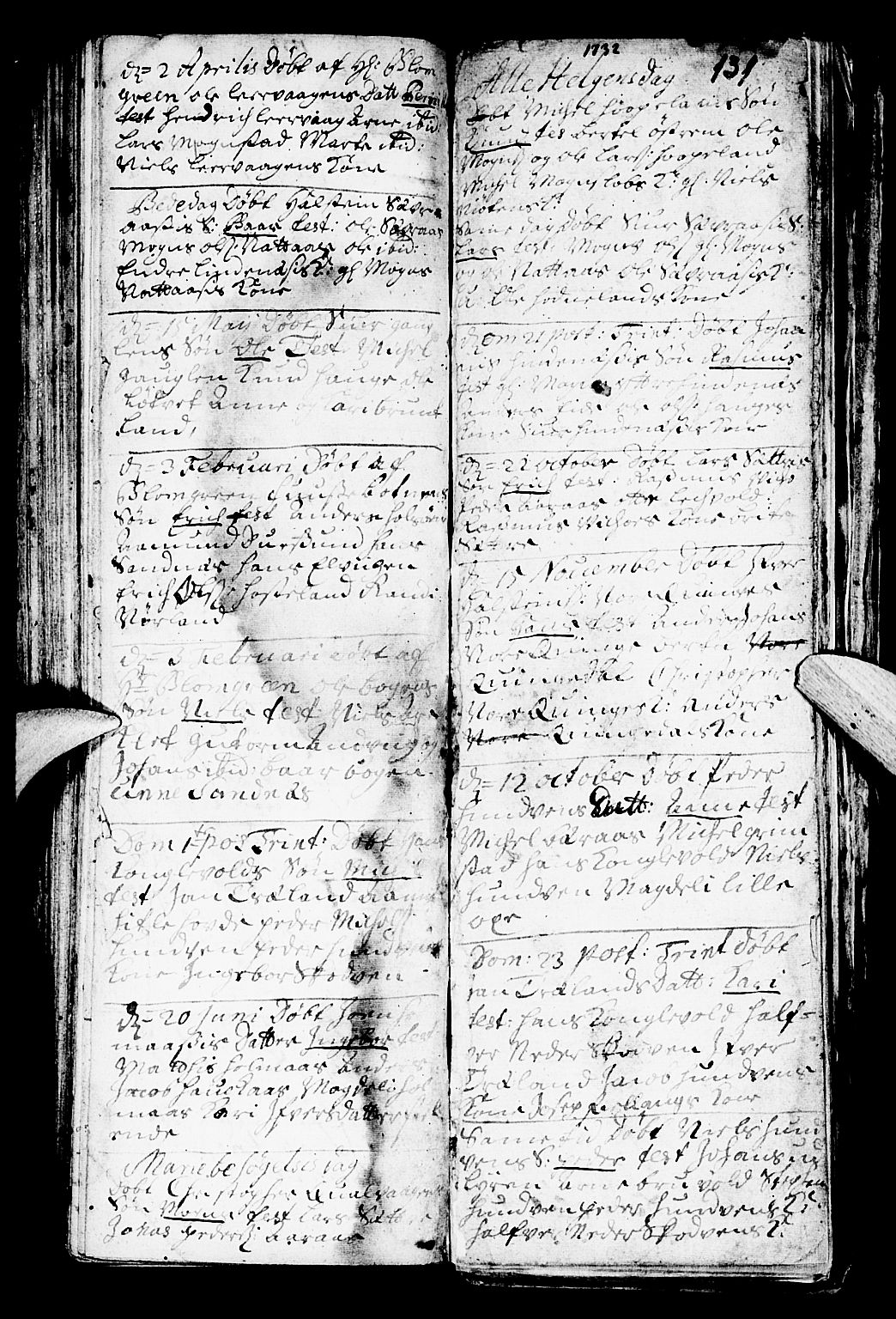 Lindås Sokneprestembete, SAB/A-76701/H/Haa: Parish register (official) no. A 1, 1699-1746, p. 131