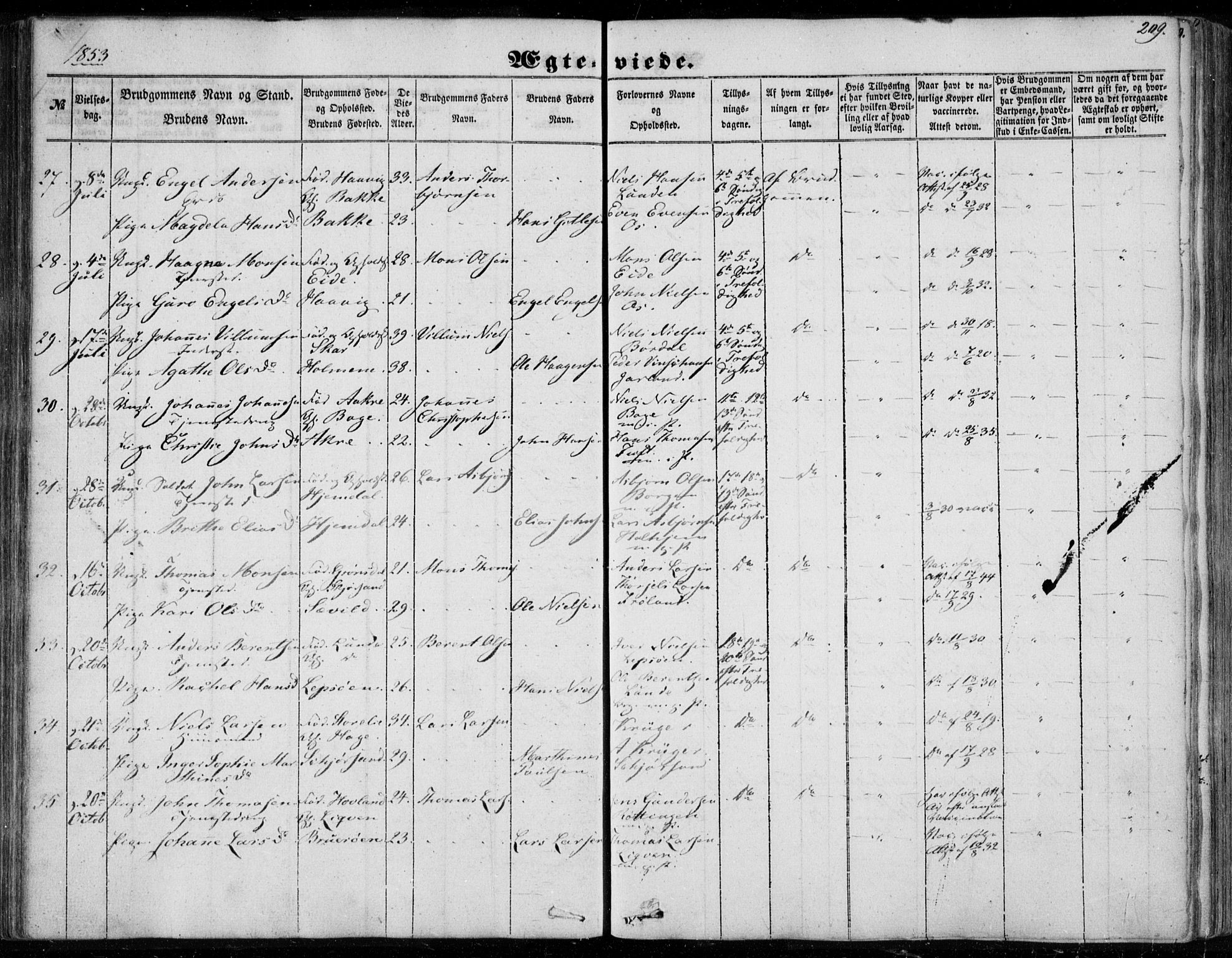 Os sokneprestembete, AV/SAB-A-99929: Parish register (official) no. A 16, 1851-1859, p. 209