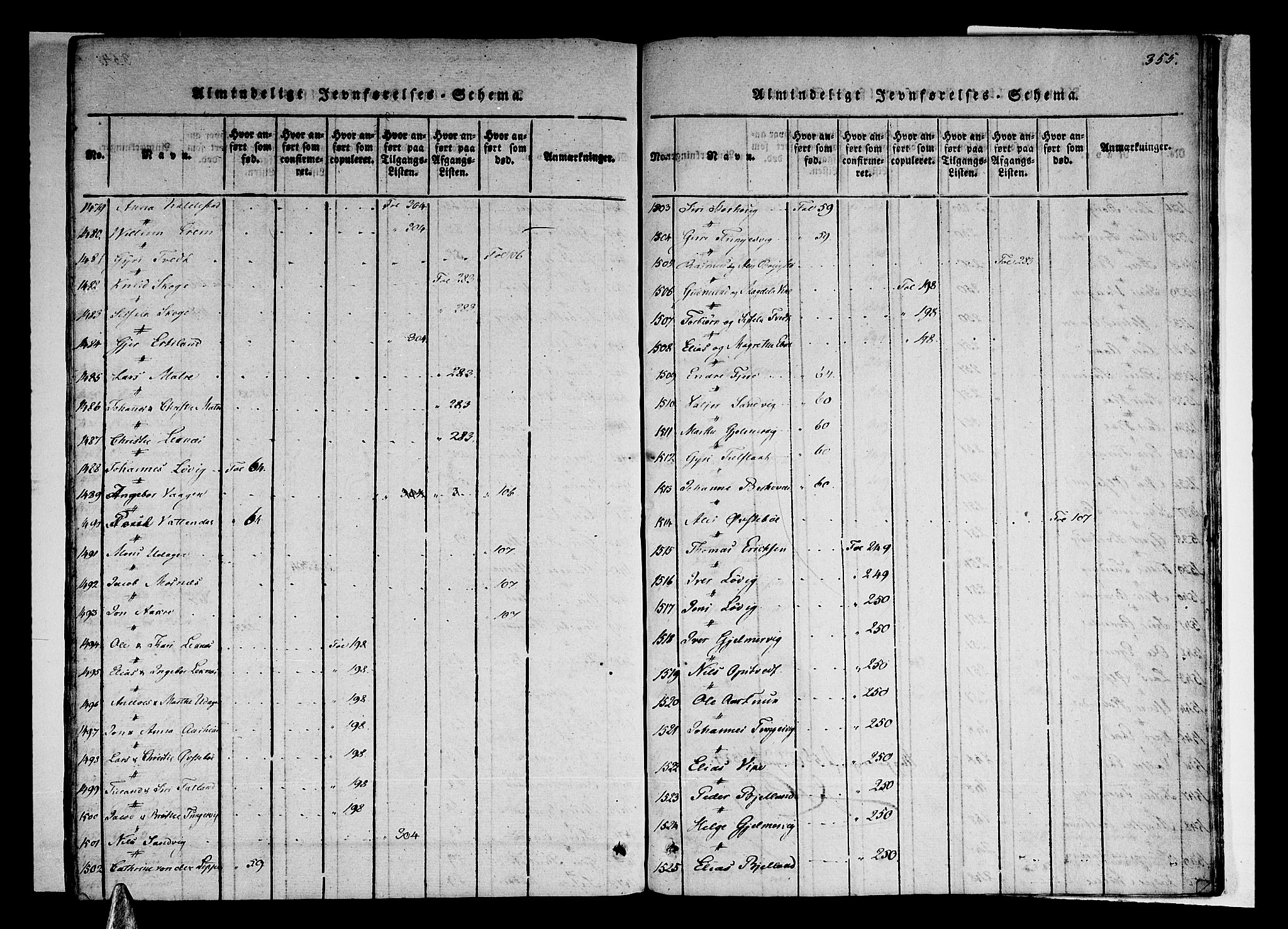 Skånevik sokneprestembete, AV/SAB-A-77801/H/Haa: Parish register (official) no. A 3, 1815-1828, p. 355