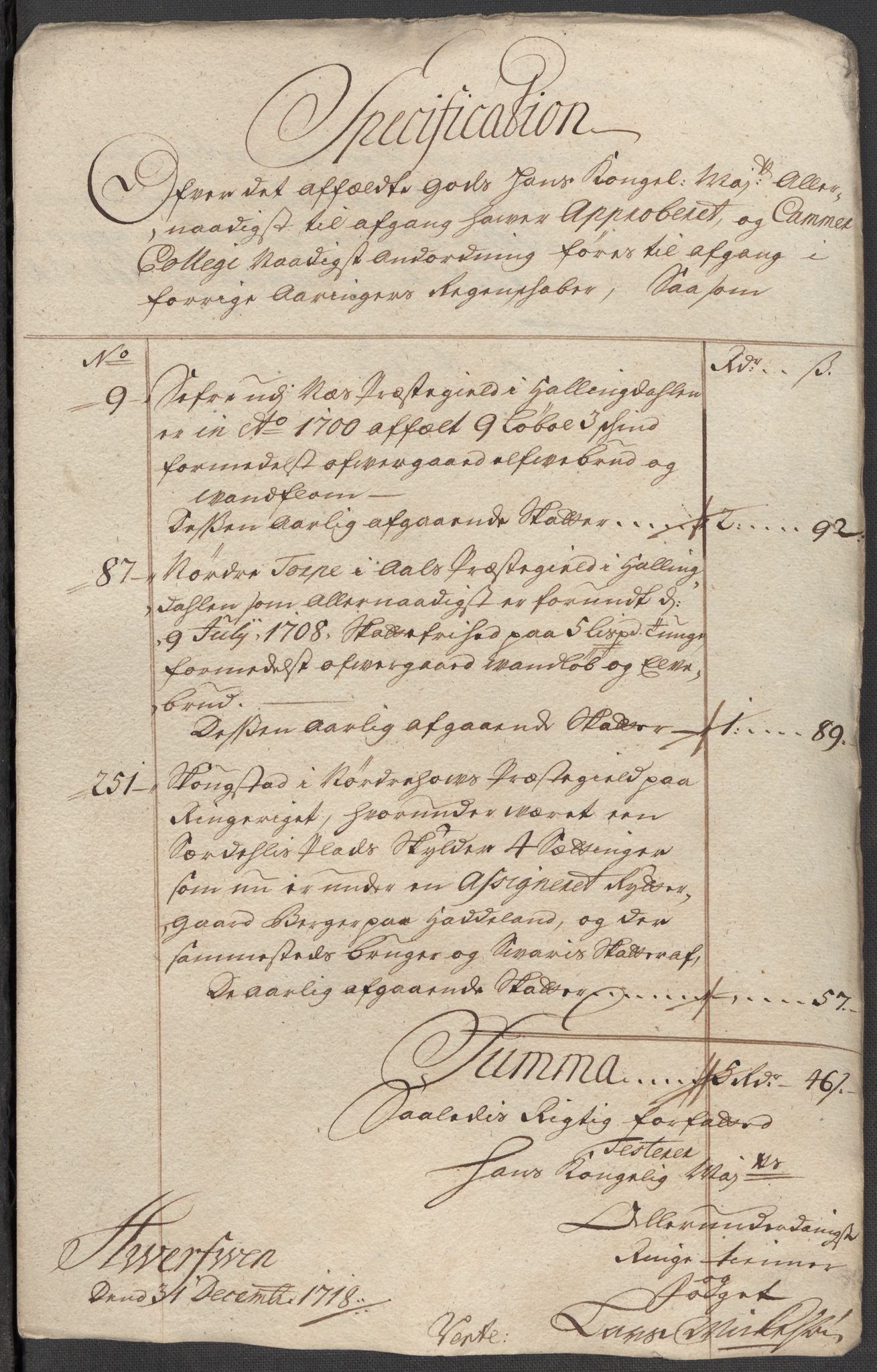 Rentekammeret inntil 1814, Reviderte regnskaper, Fogderegnskap, AV/RA-EA-4092/R23/L1476: Fogderegnskap Ringerike og Hallingdal, 1718, p. 271