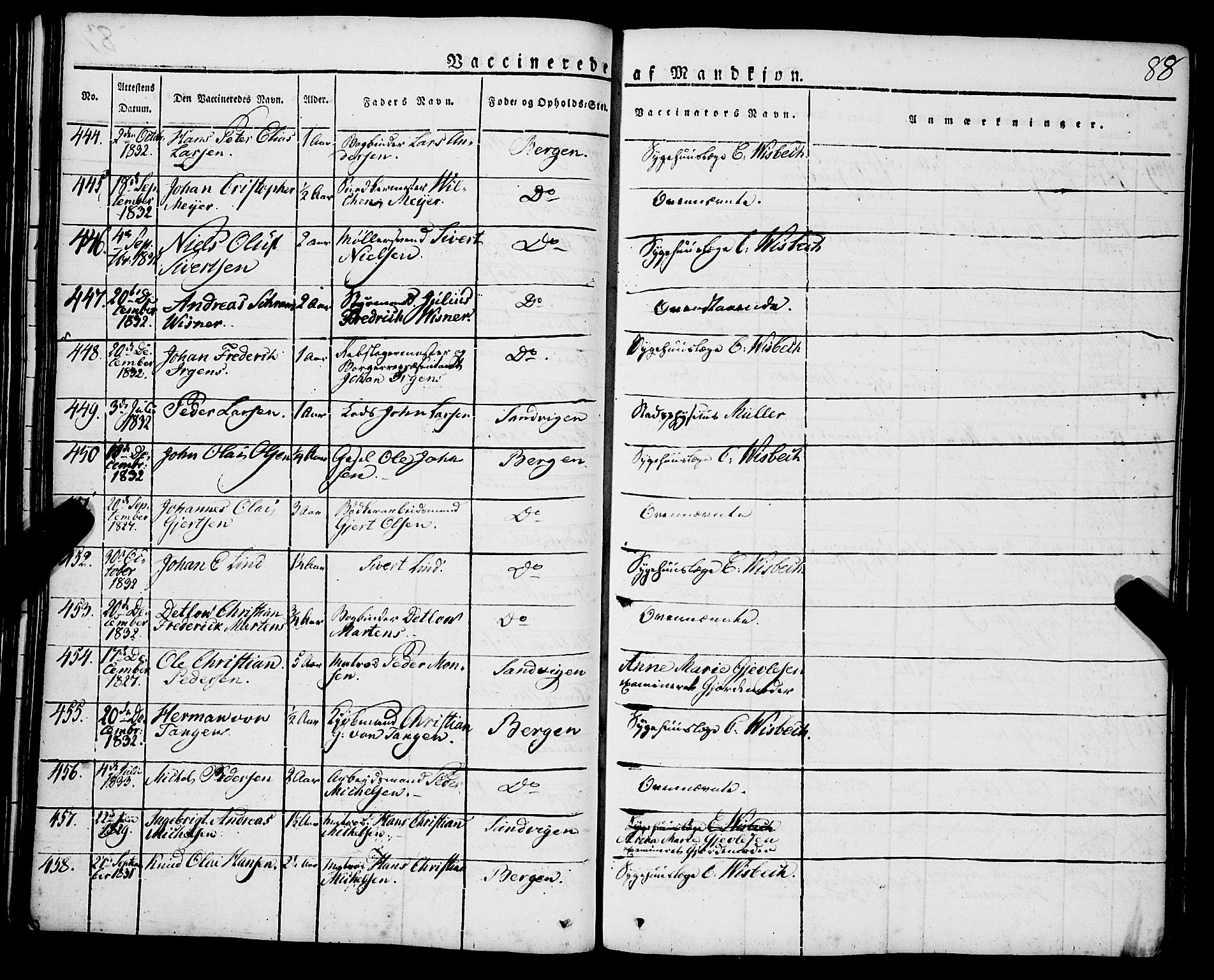 Korskirken sokneprestembete, AV/SAB-A-76101/H/Haa/L0050: Parish register (official) no. F 1, 1821-1869, p. 88