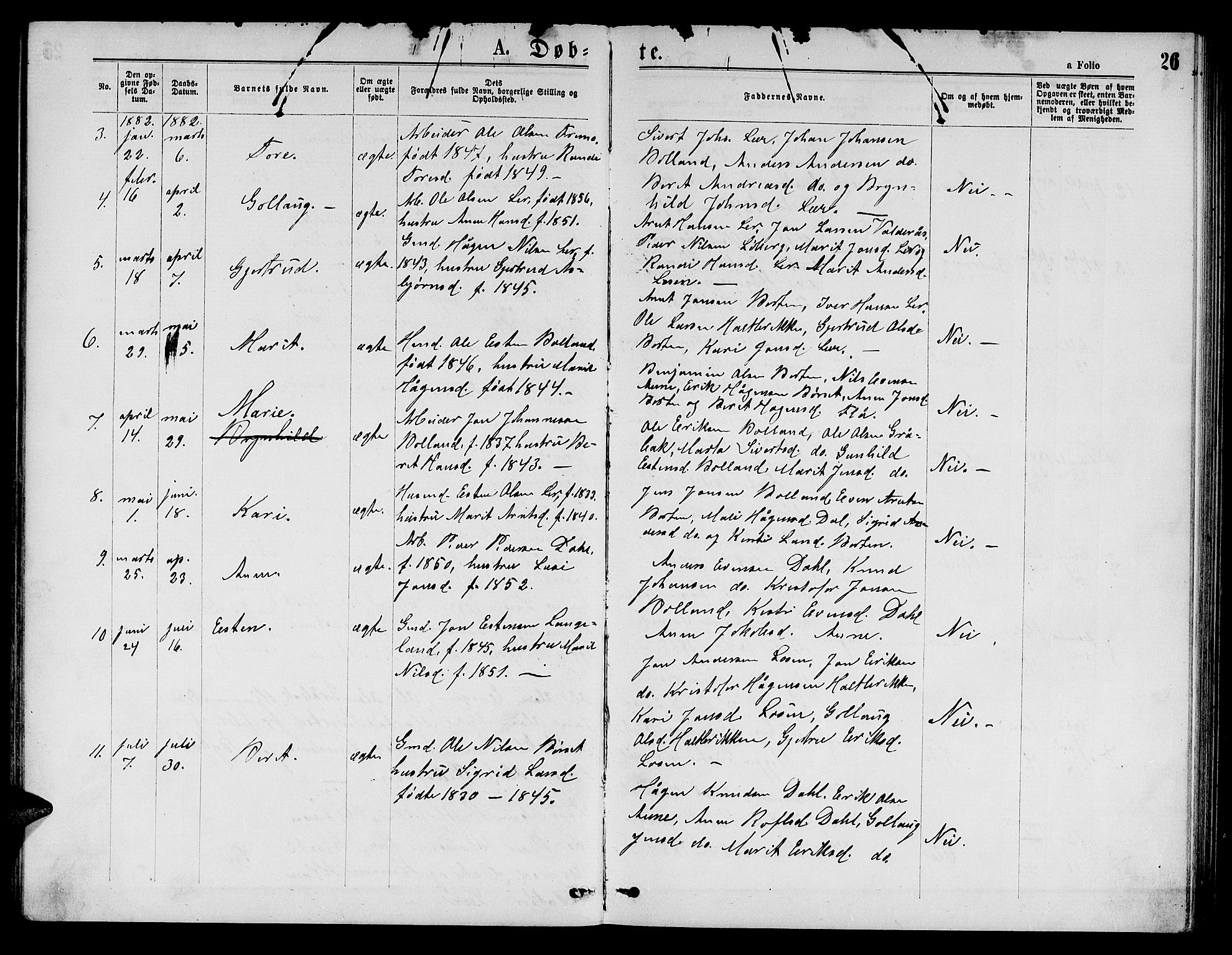 Ministerialprotokoller, klokkerbøker og fødselsregistre - Sør-Trøndelag, SAT/A-1456/693/L1122: Parish register (copy) no. 693C03, 1870-1886, p. 26