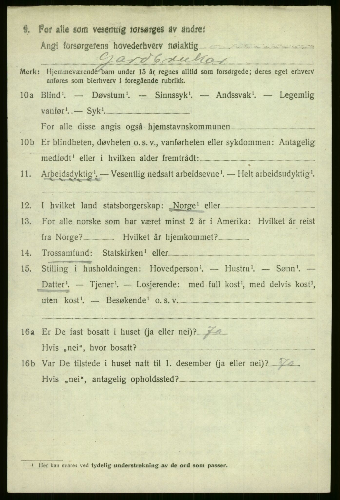 SAB, 1920 census for Evanger, 1920, p. 3646