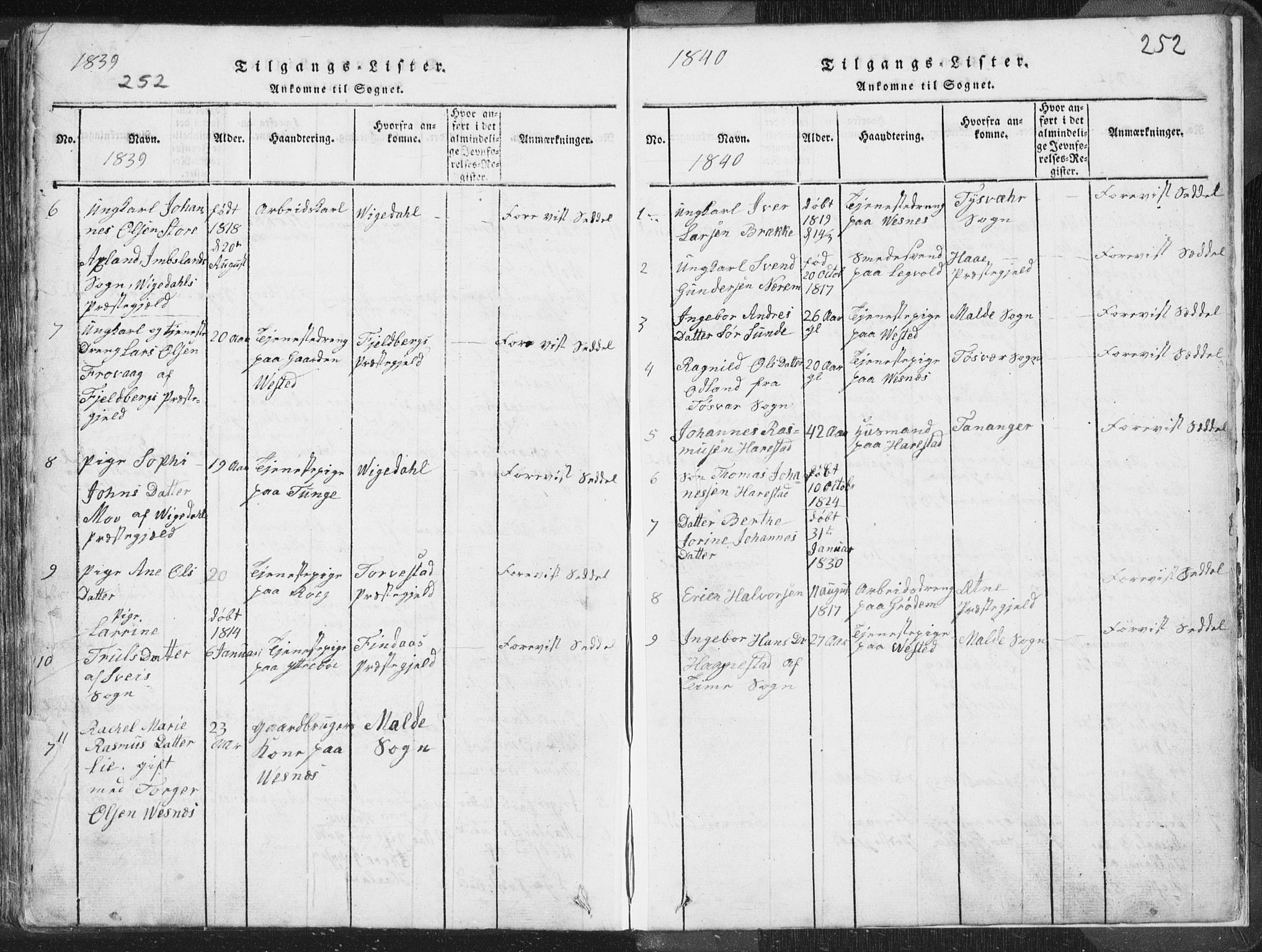 Hetland sokneprestkontor, SAST/A-101826/30/30BA/L0001: Parish register (official) no. A 1, 1816-1856, p. 252