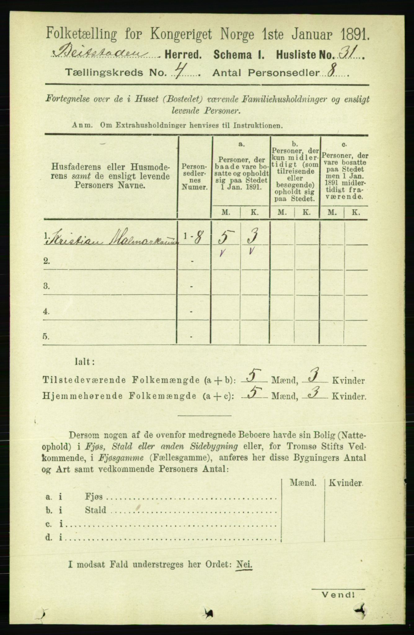 RA, 1891 census for 1727 Beitstad, 1891, p. 996