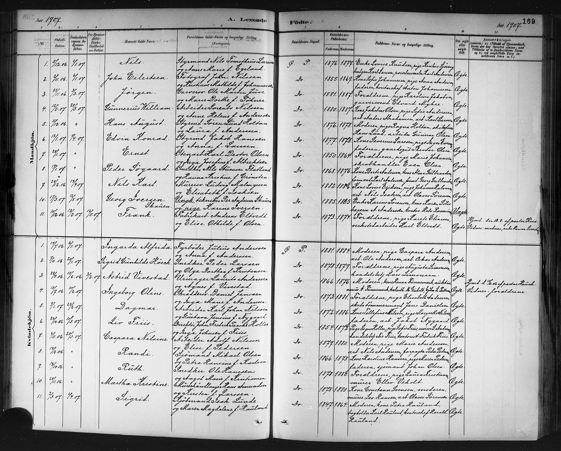 Porsgrunn kirkebøker , SAKO/A-104/G/Gb/L0005: Parish register (copy) no. II 5, 1883-1915, p. 169