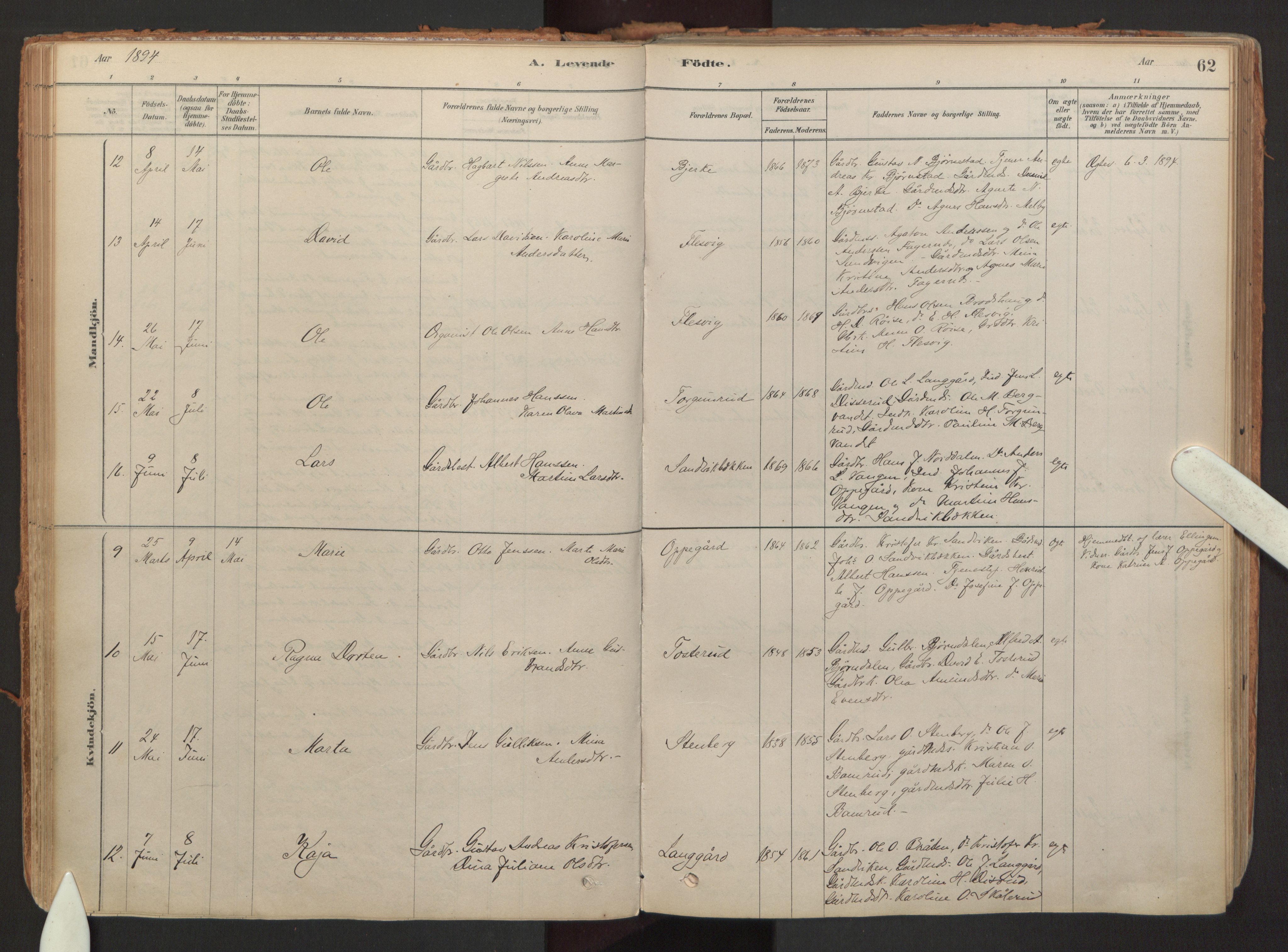 Hurdal prestekontor Kirkebøker, AV/SAO-A-10889/F/Fb/L0003: Parish register (official) no. II 3, 1878-1920, p. 62