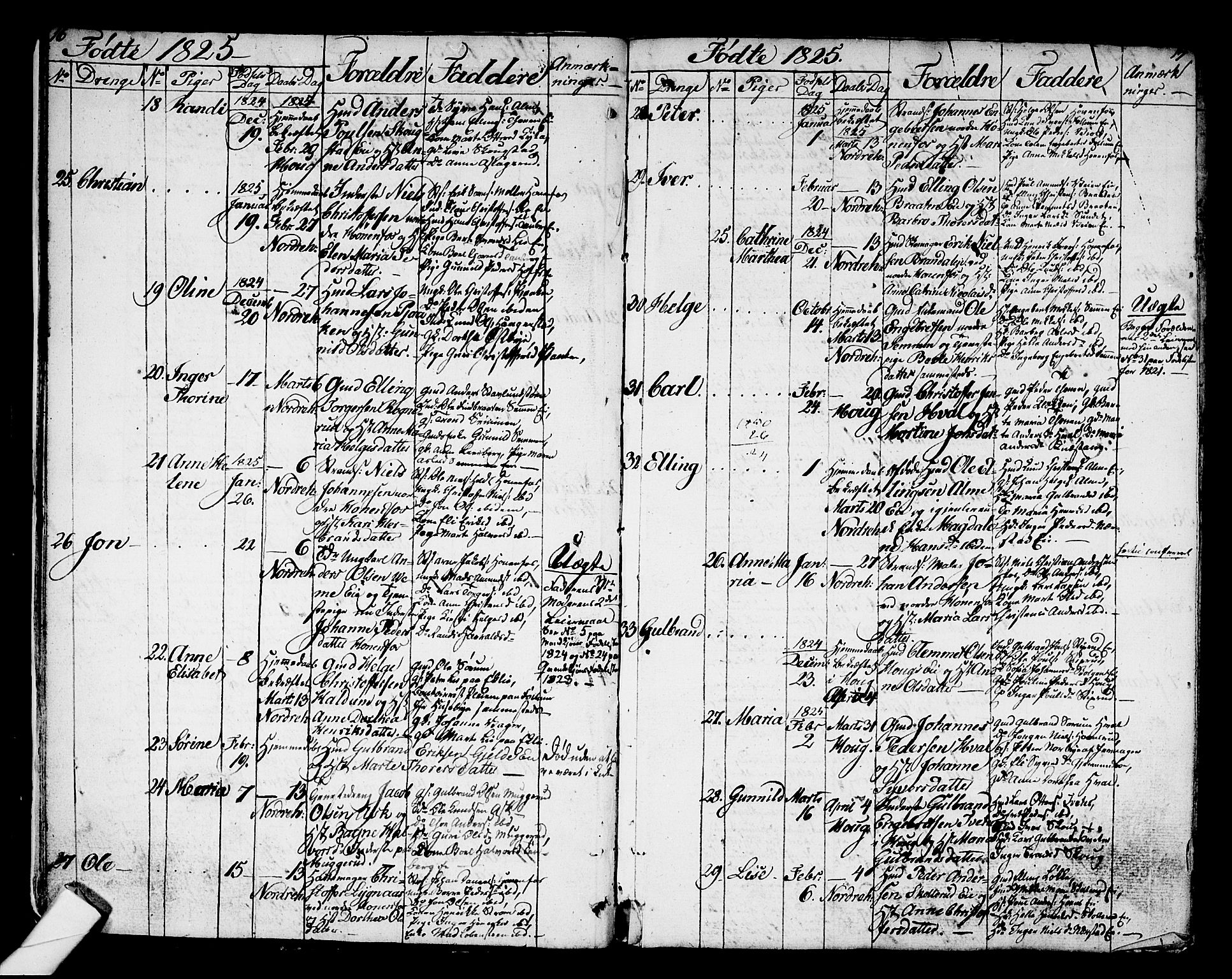 Norderhov kirkebøker, AV/SAKO-A-237/G/Ga/L0004: Parish register (copy) no. I 4, 1824-1849, p. 16-17