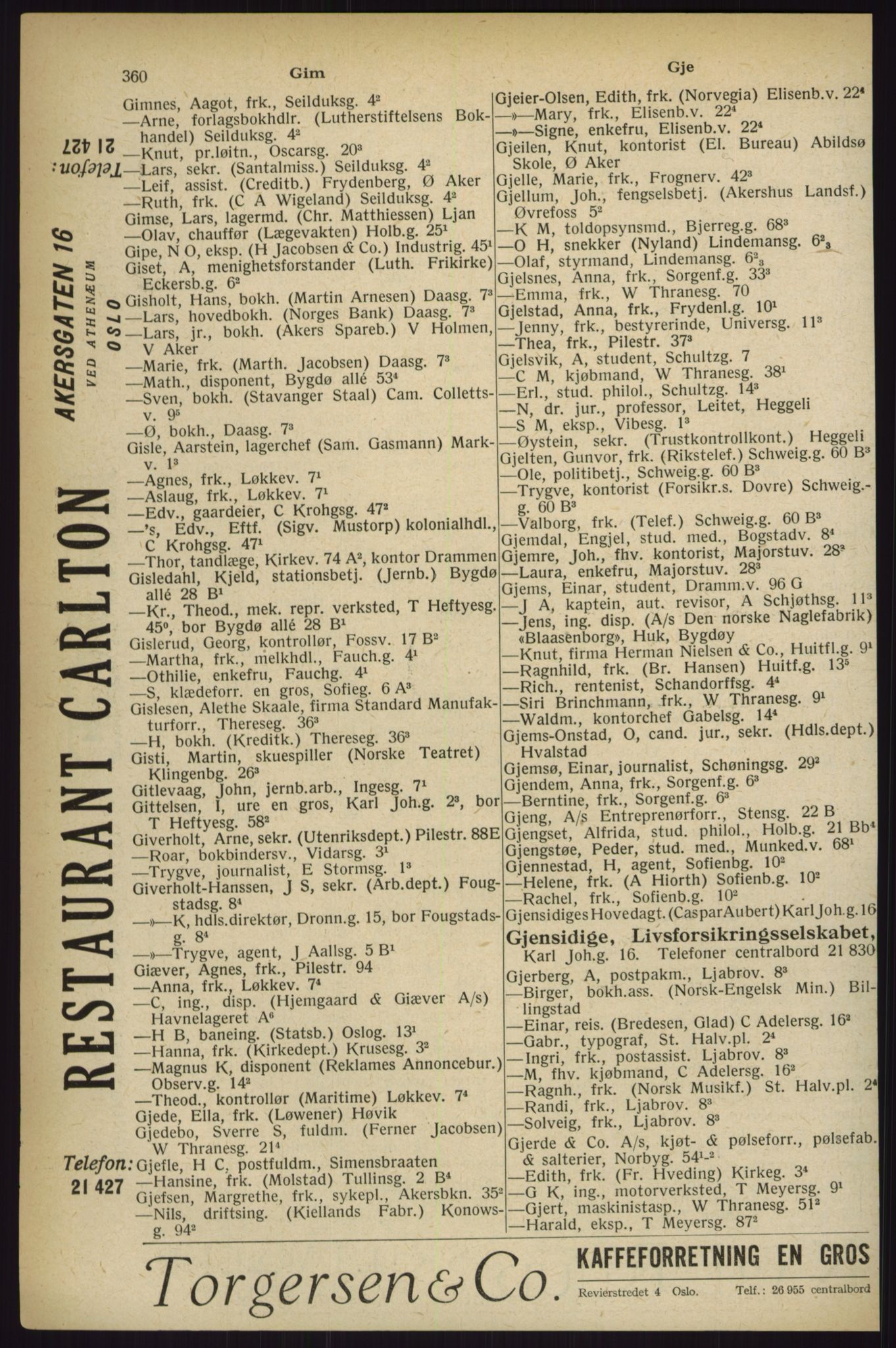 Kristiania/Oslo adressebok, PUBL/-, 1927, p. 360