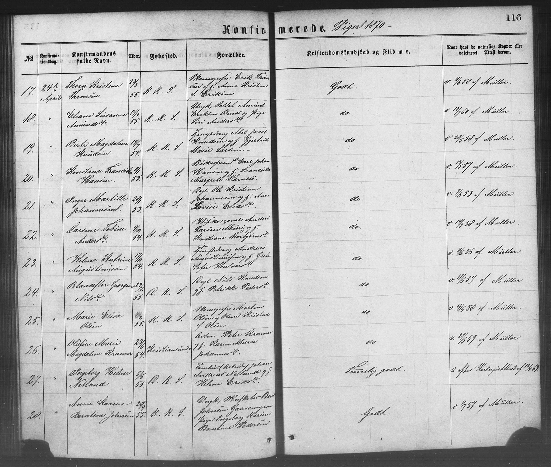 Korskirken sokneprestembete, AV/SAB-A-76101/H/Haa/L0028: Parish register (official) no. C 4, 1868-1879, p. 116