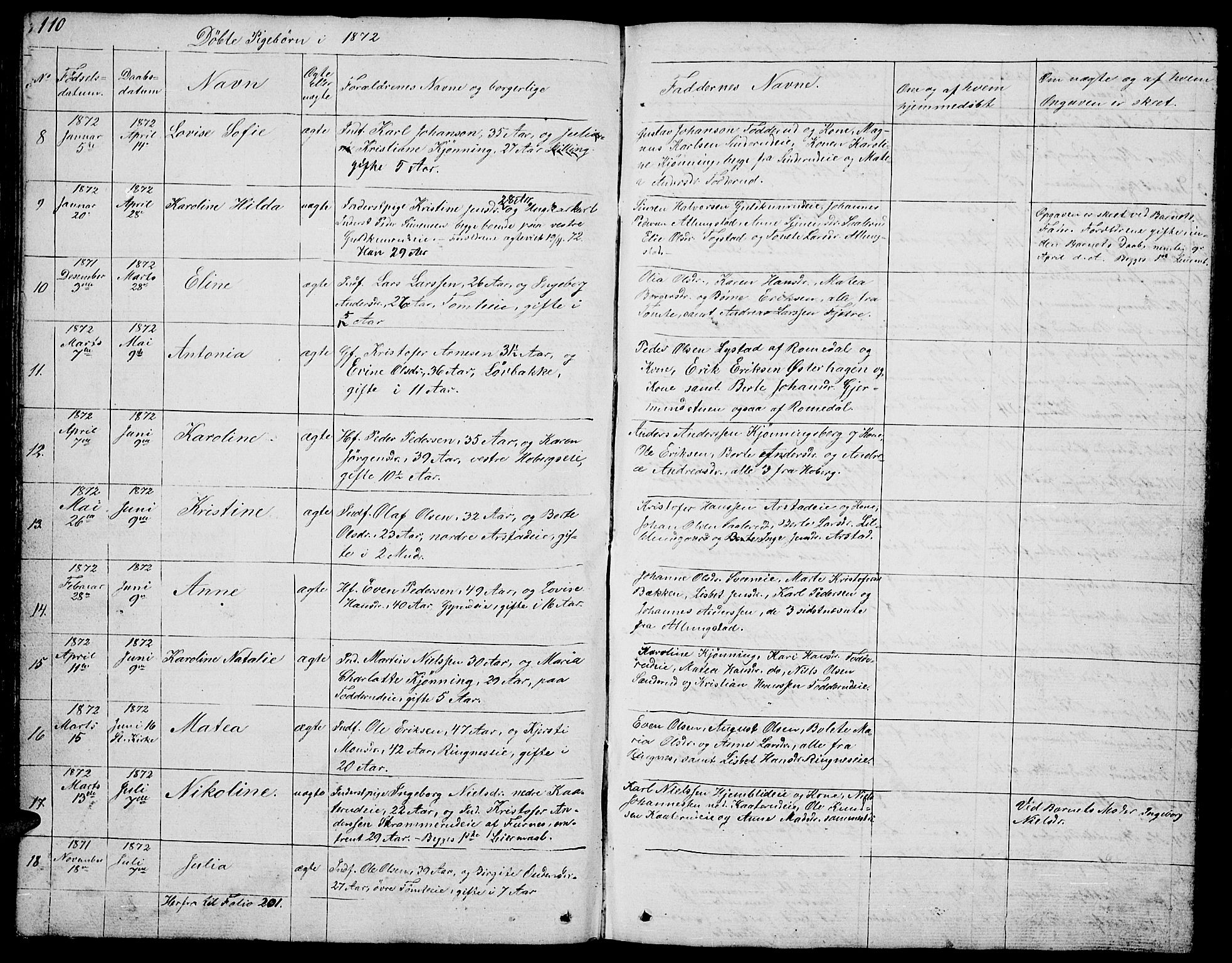 Stange prestekontor, AV/SAH-PREST-002/L/L0002: Parish register (copy) no. 2, 1838-1879, p. 110