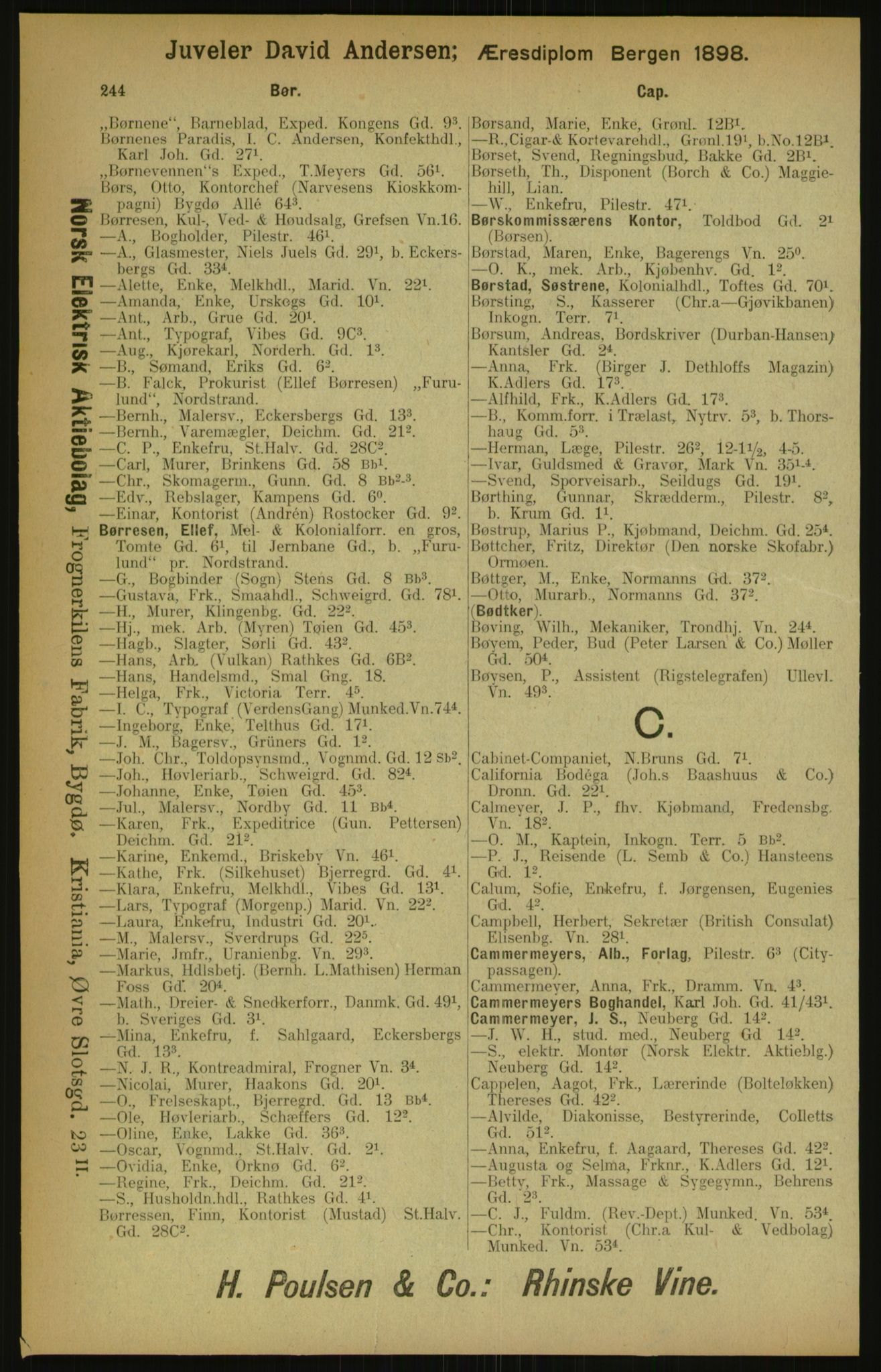 Kristiania/Oslo adressebok, PUBL/-, 1900, p. 244