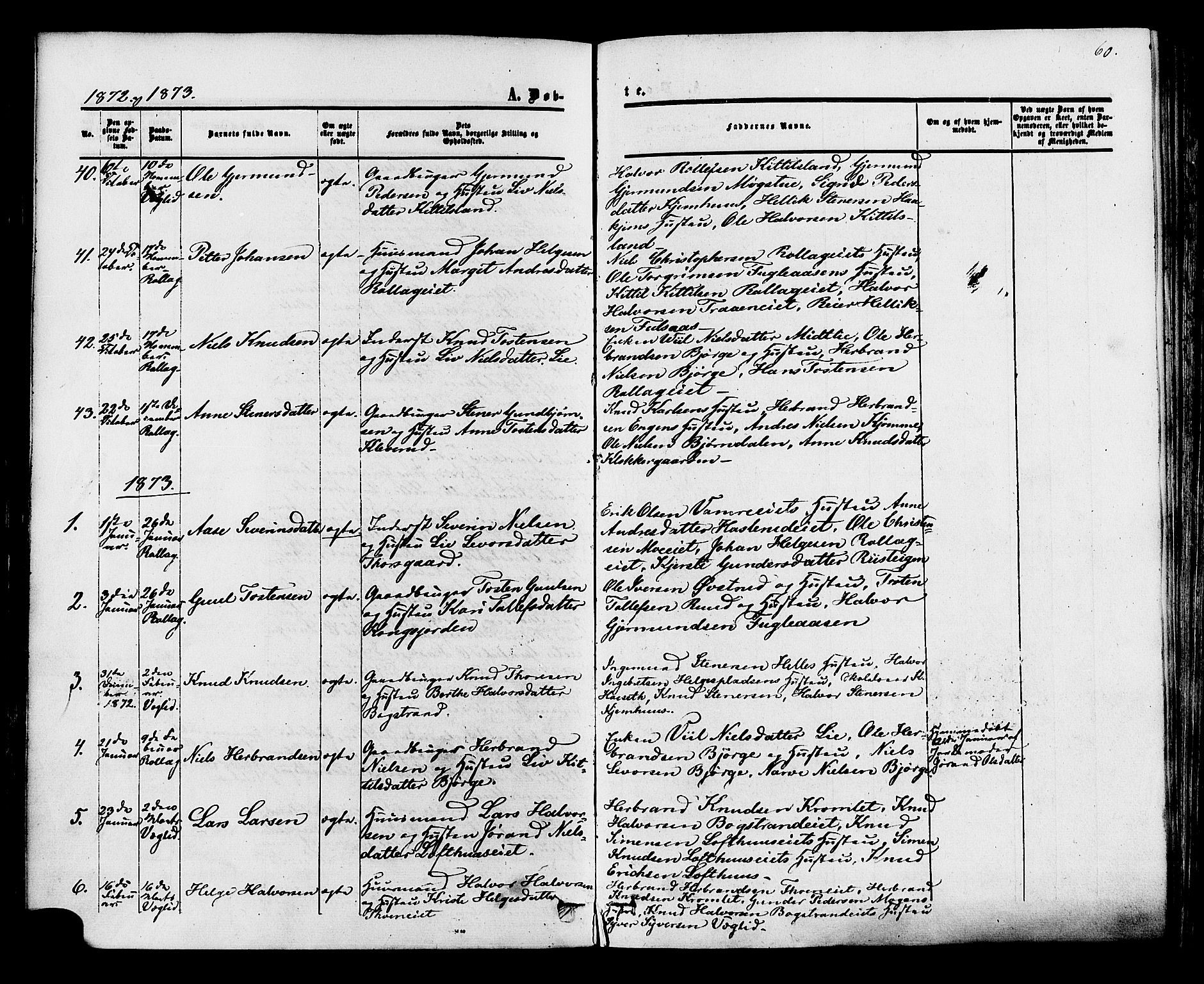 Rollag kirkebøker, SAKO/A-240/F/Fa/L0009: Parish register (official) no. I 9, 1860-1874, p. 60