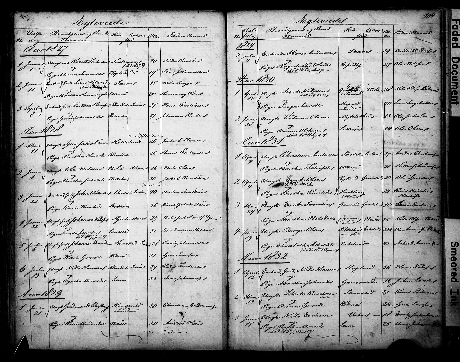 Alversund Sokneprestembete, SAB/A-73901/H/Ha/Hab: Parish register (copy) no. D 1, 1800-1870, p. 104