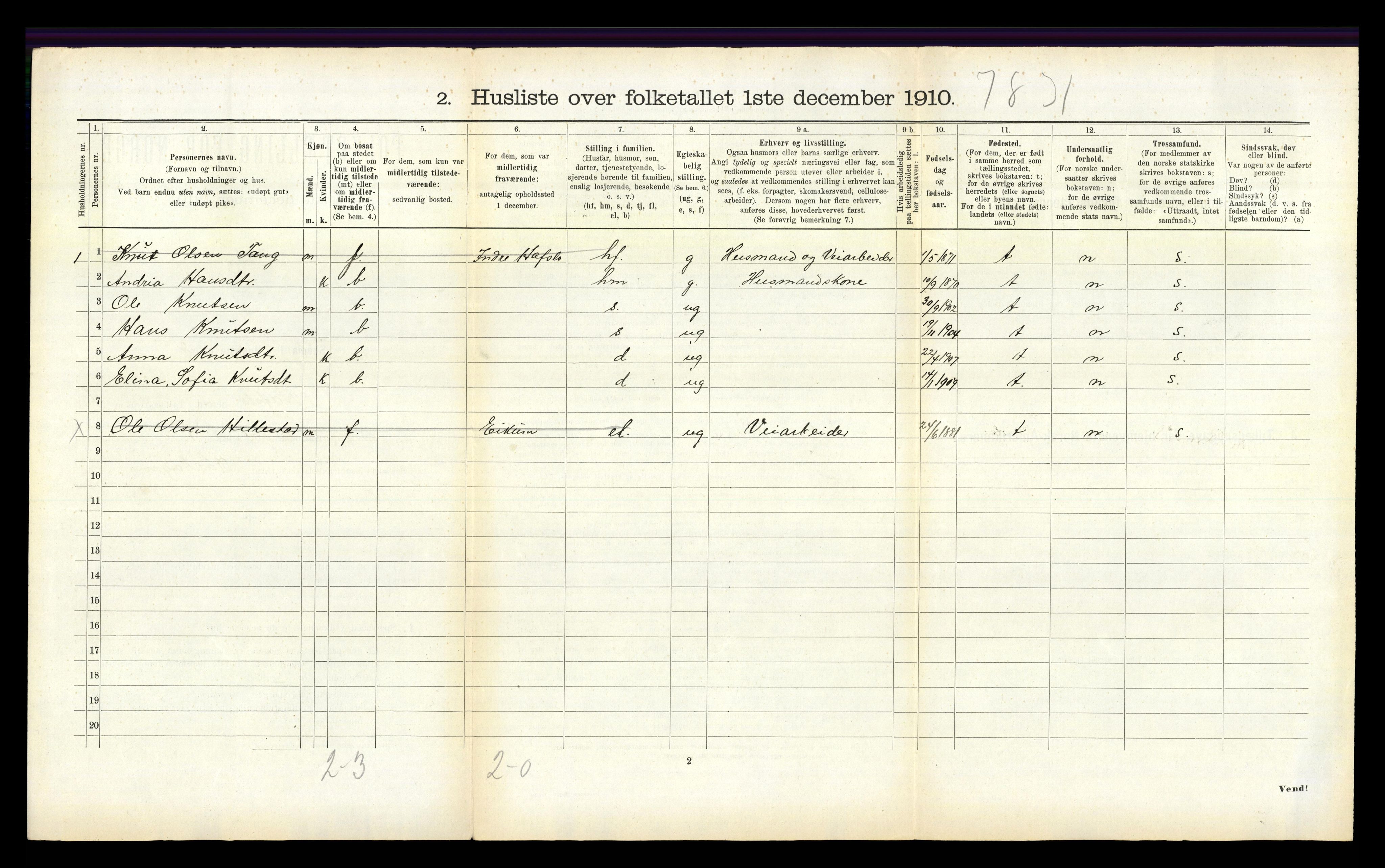 RA, 1910 census for Hafslo, 1910, p. 326