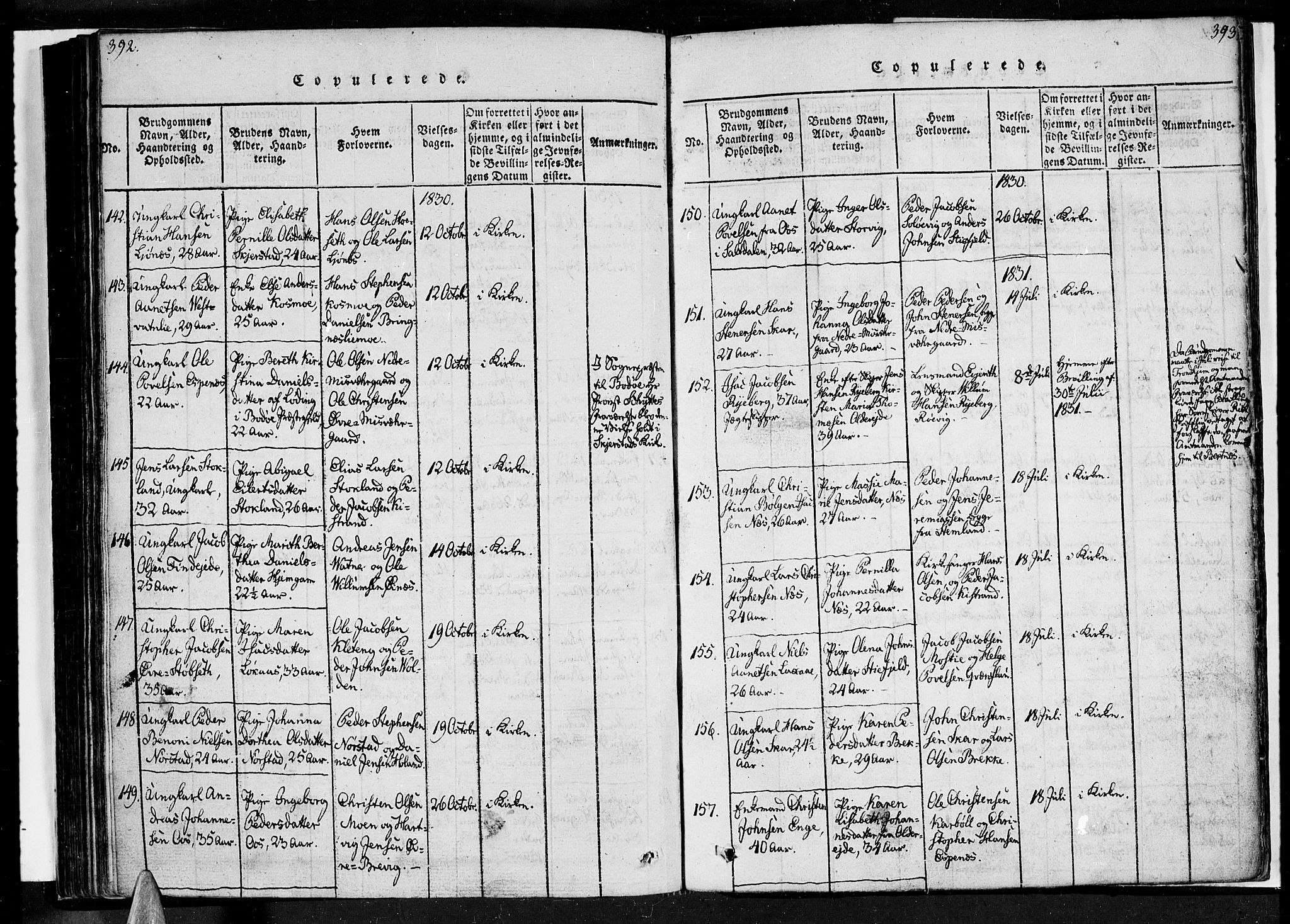 Ministerialprotokoller, klokkerbøker og fødselsregistre - Nordland, SAT/A-1459/852/L0736: Parish register (official) no. 852A06, 1820-1833, p. 392-393