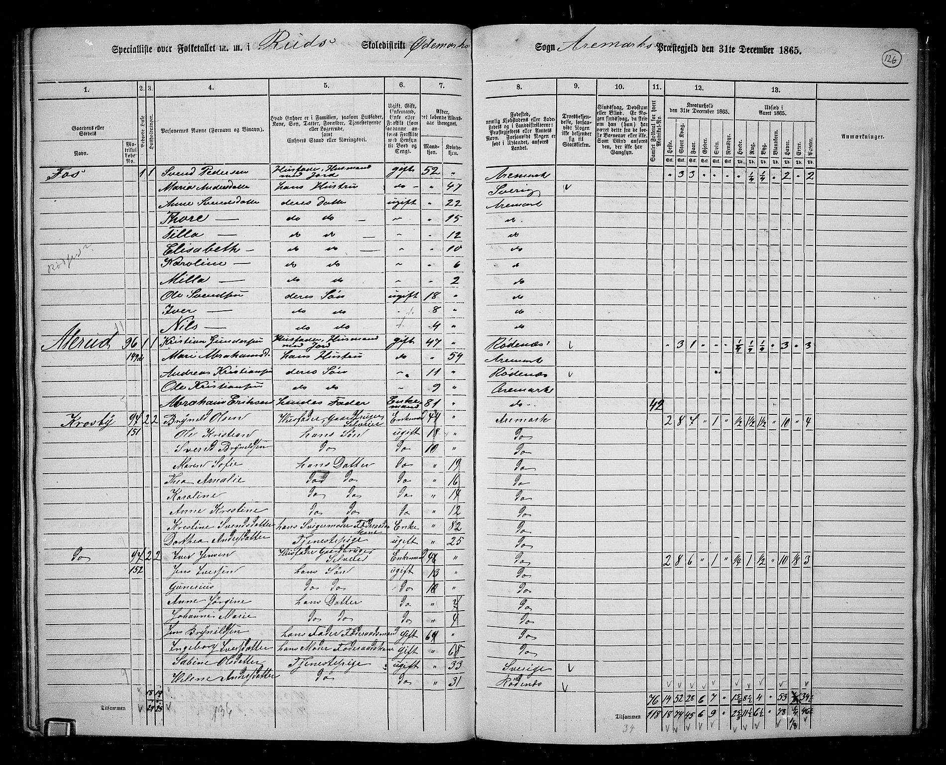 RA, 1865 census for Aremark, 1865, p. 115