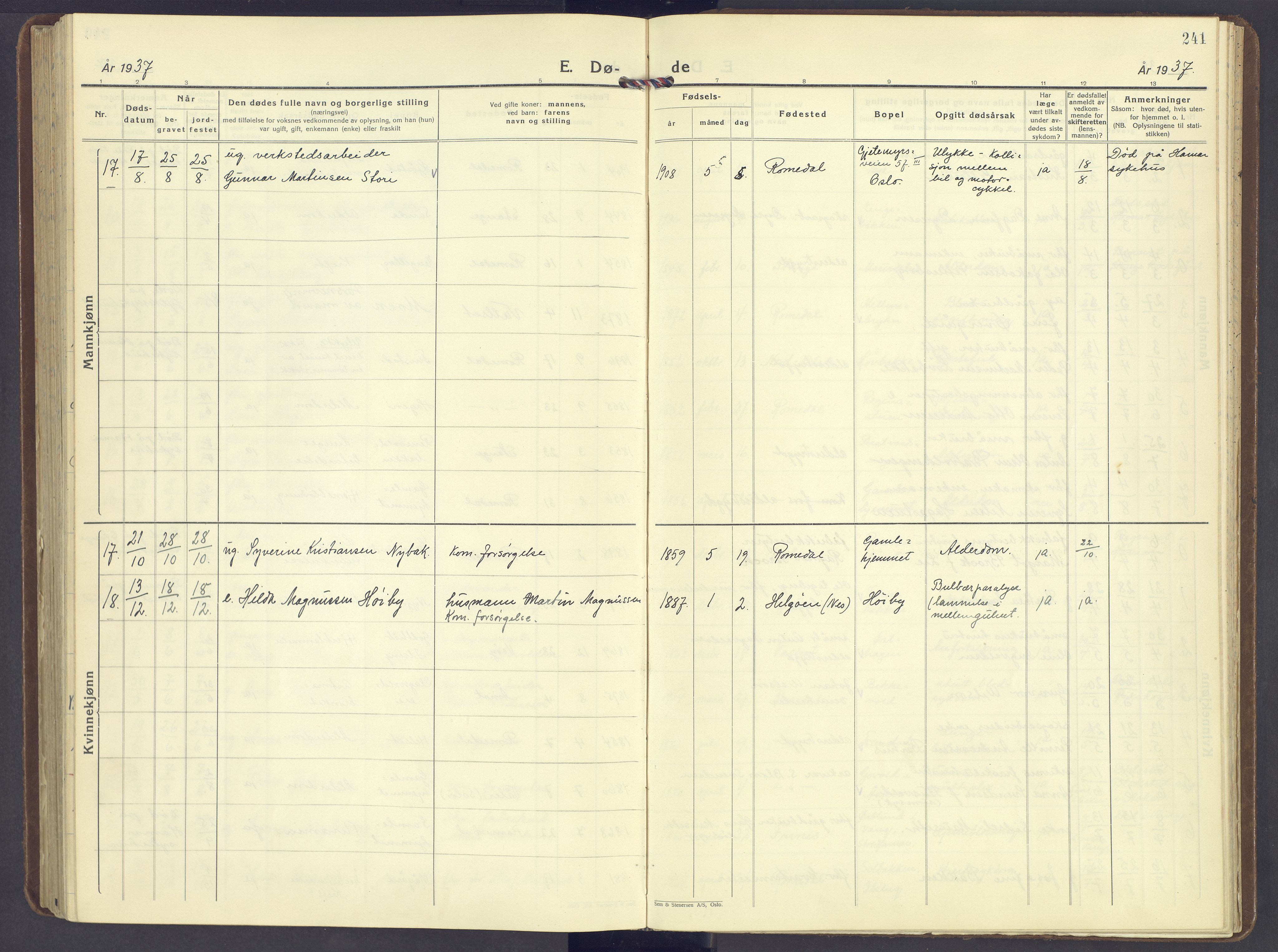 Romedal prestekontor, SAH/PREST-004/K/L0014: Parish register (official) no. 14, 1936-1949, p. 241