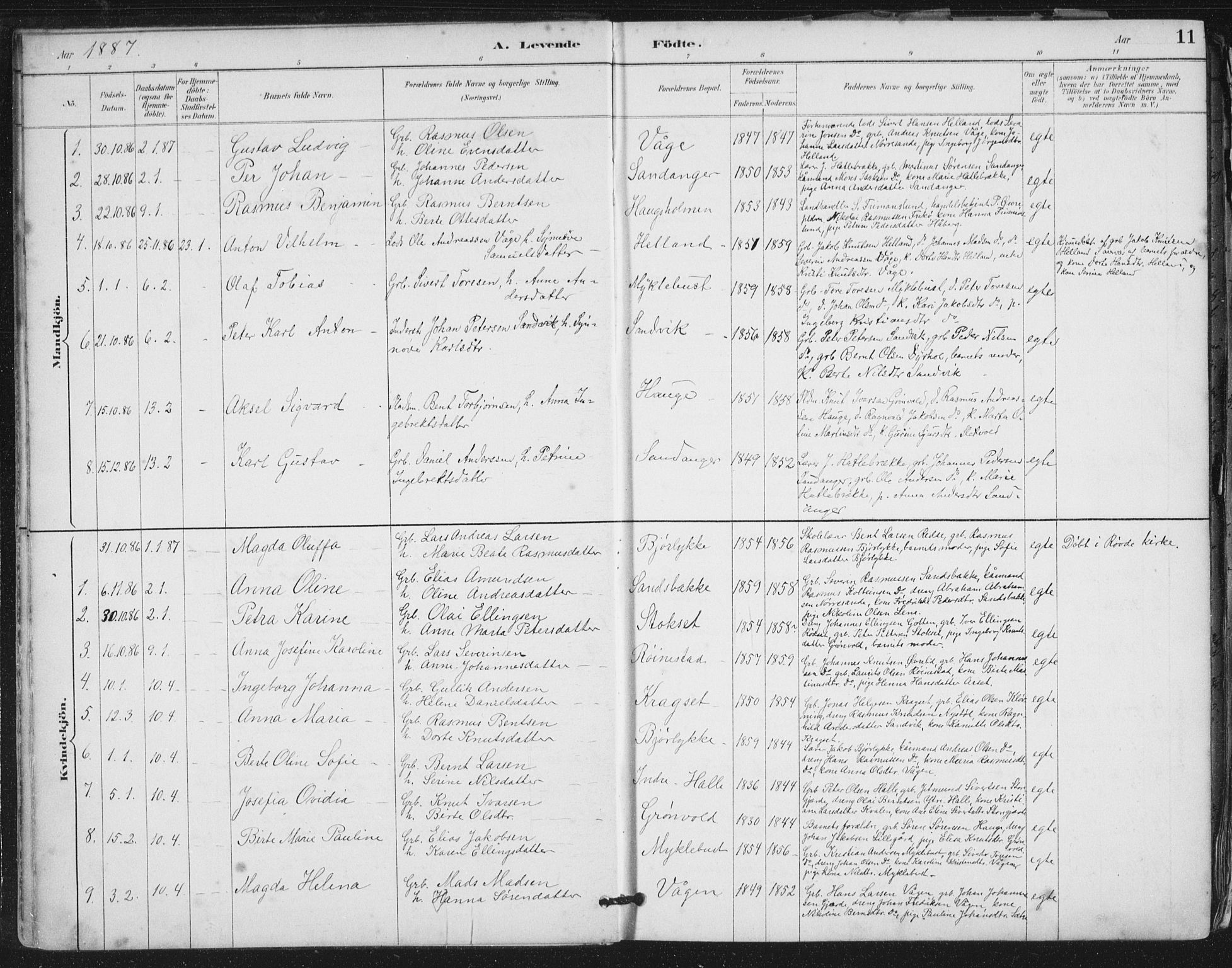 Ministerialprotokoller, klokkerbøker og fødselsregistre - Møre og Romsdal, AV/SAT-A-1454/503/L0037: Parish register (official) no. 503A05, 1884-1900, p. 11