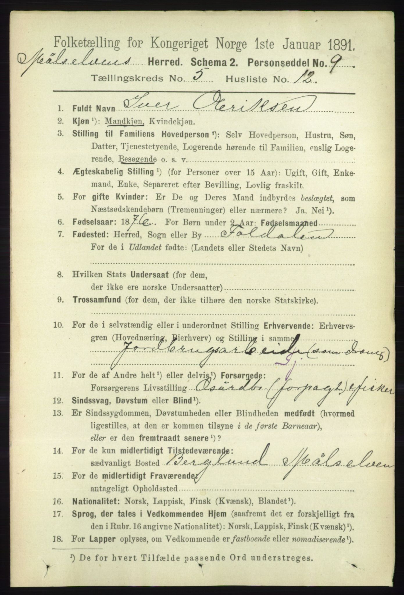 RA, 1891 census for 1924 Målselv, 1891, p. 1712