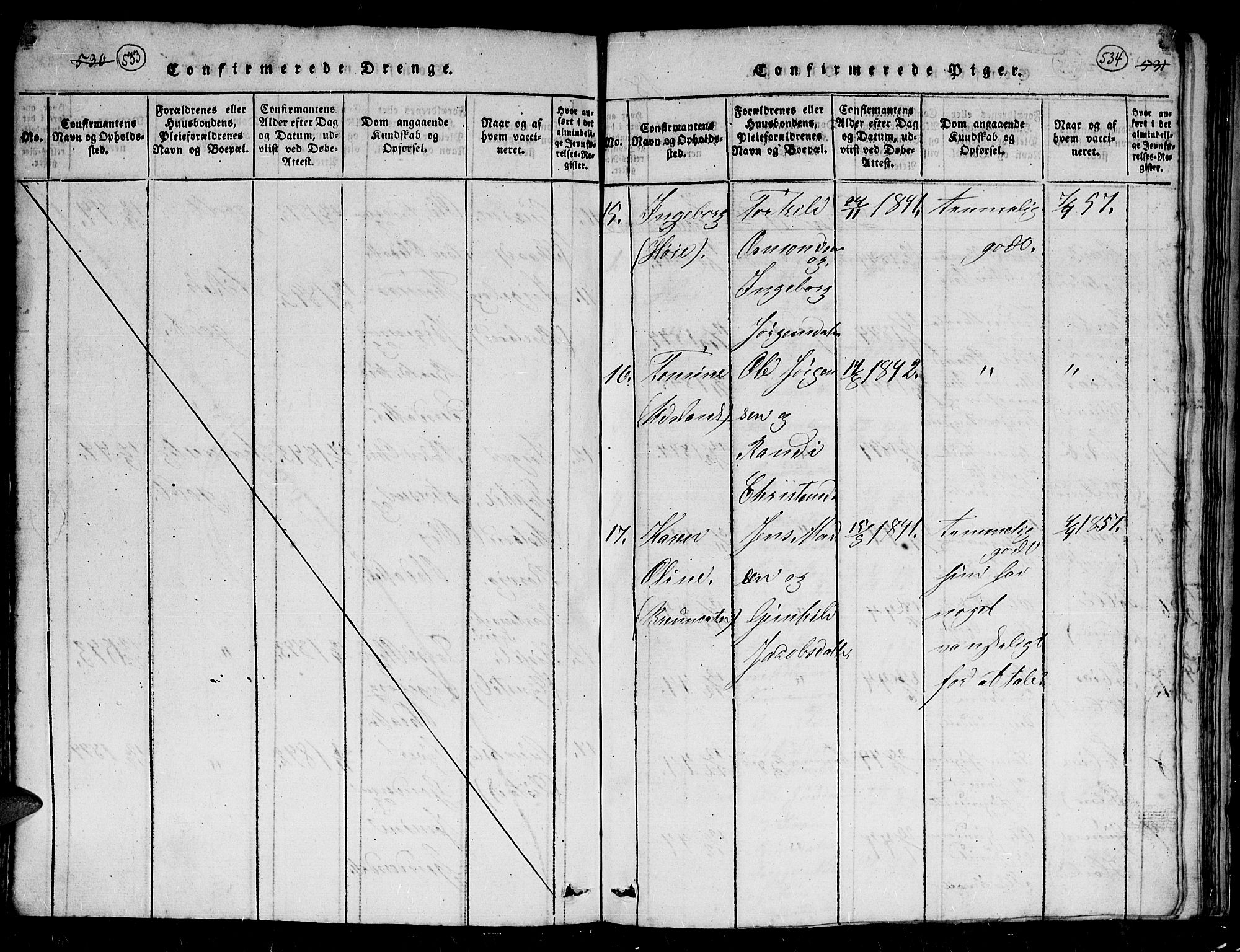 Holum sokneprestkontor, AV/SAK-1111-0022/F/Fb/Fbc/L0001: Parish register (copy) no. B 1, 1820-1859, p. 533-534