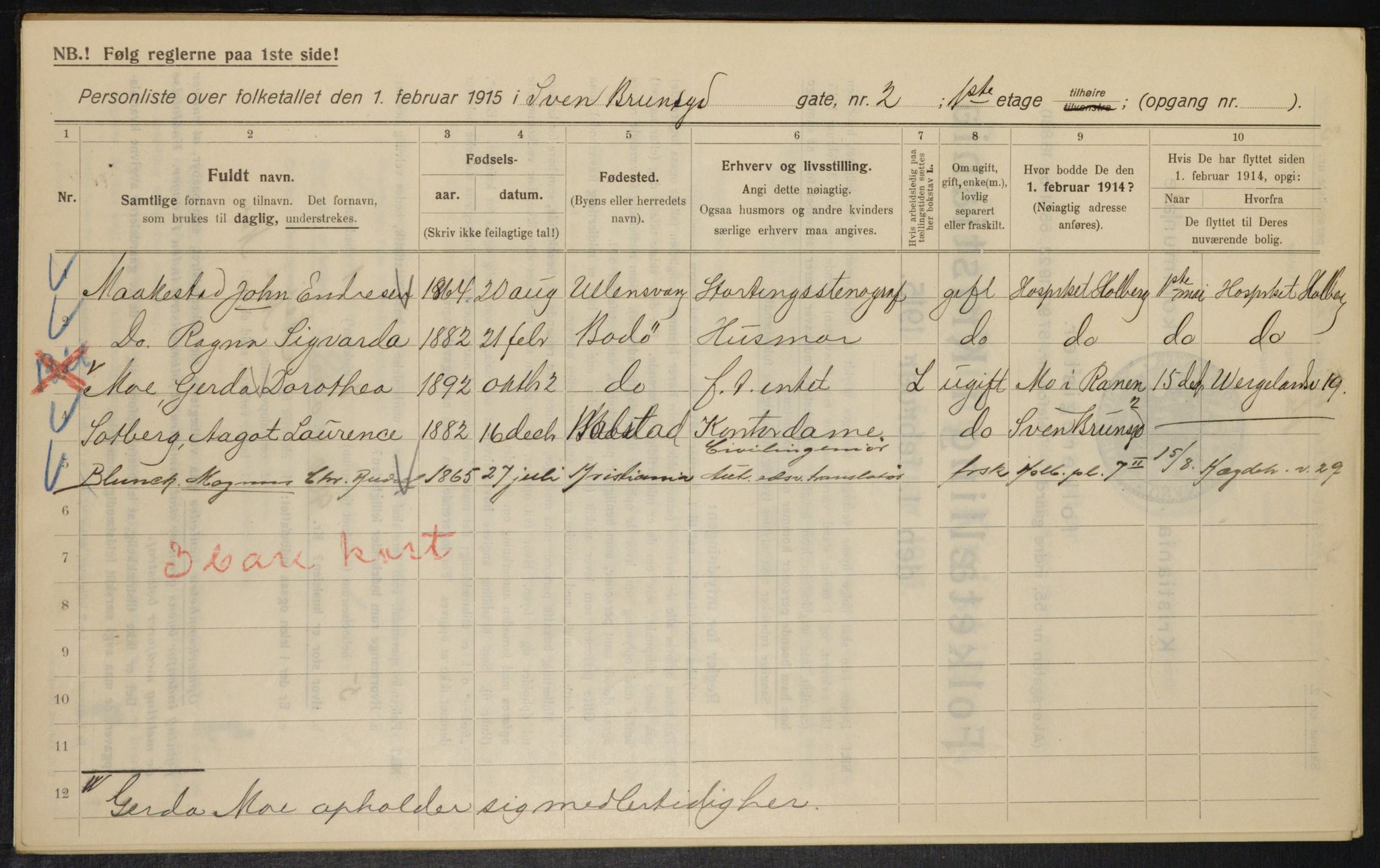 OBA, Municipal Census 1915 for Kristiania, 1915, p. 105045