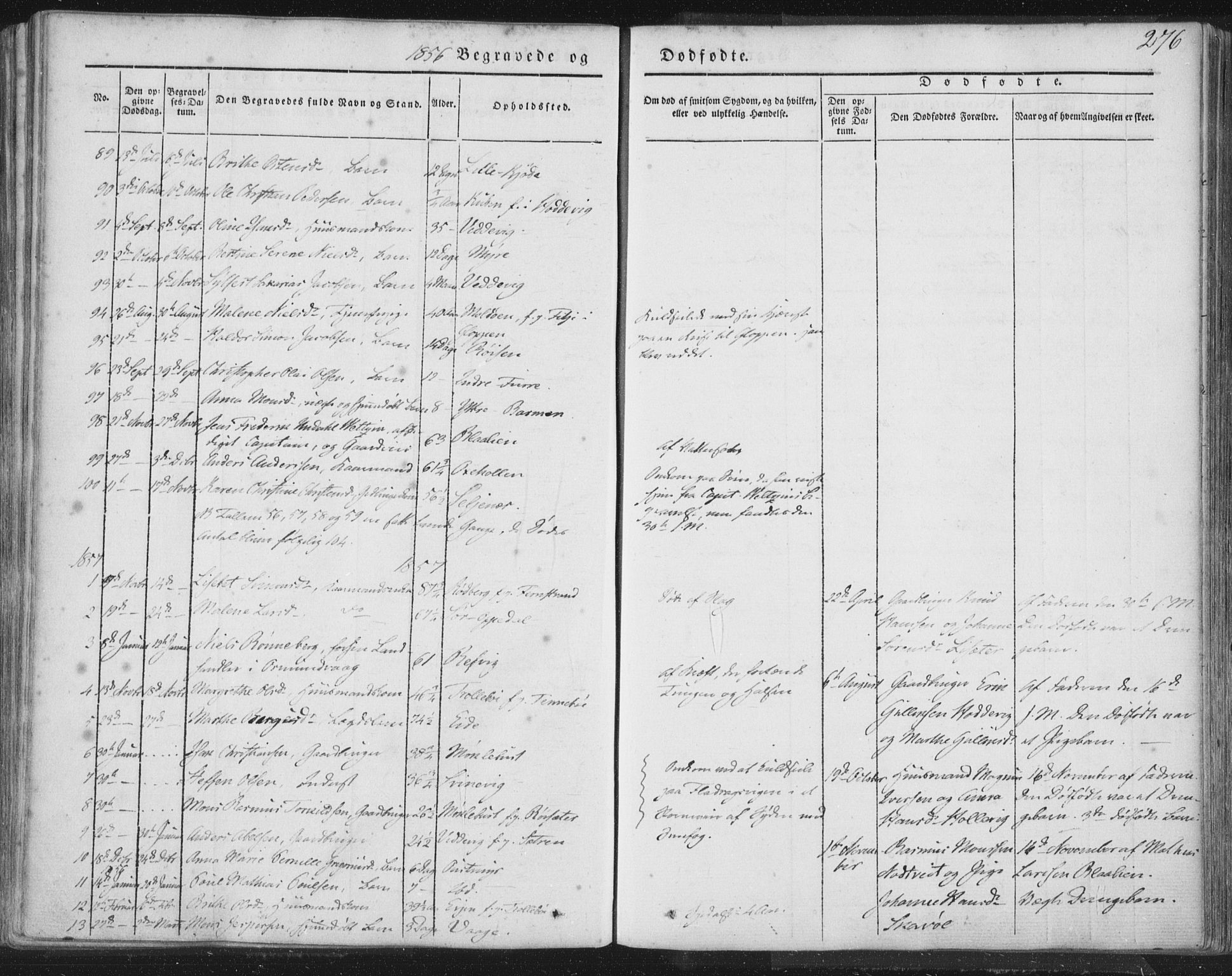 Selje sokneprestembete, SAB/A-99938/H/Ha/Haa/Haaa: Parish register (official) no. A 10, 1844-1858, p. 276