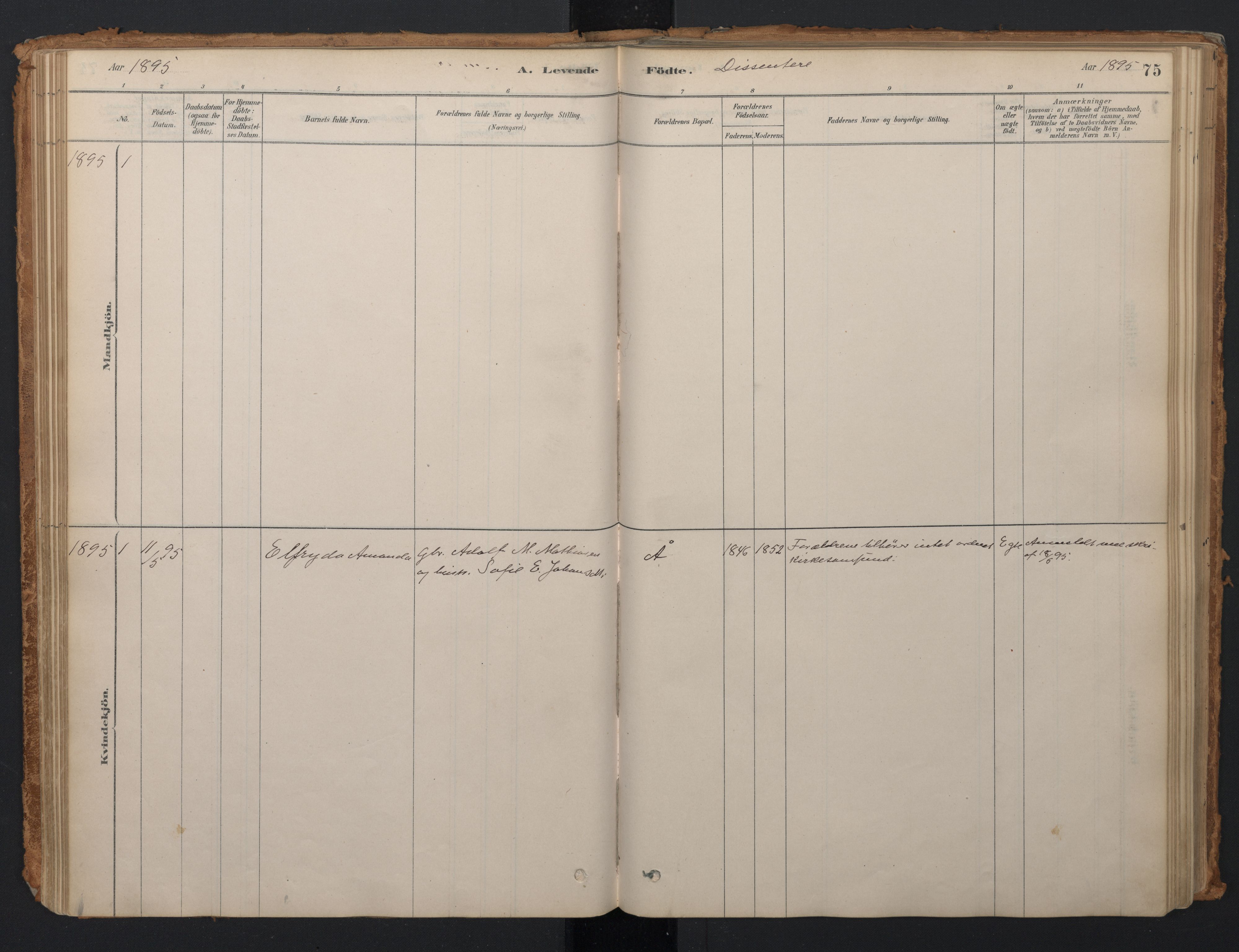 Ministerialprotokoller, klokkerbøker og fødselsregistre - Nordland, SAT/A-1459/897/L1399: Parish register (official) no. 897A06, 1881-1896, p. 75