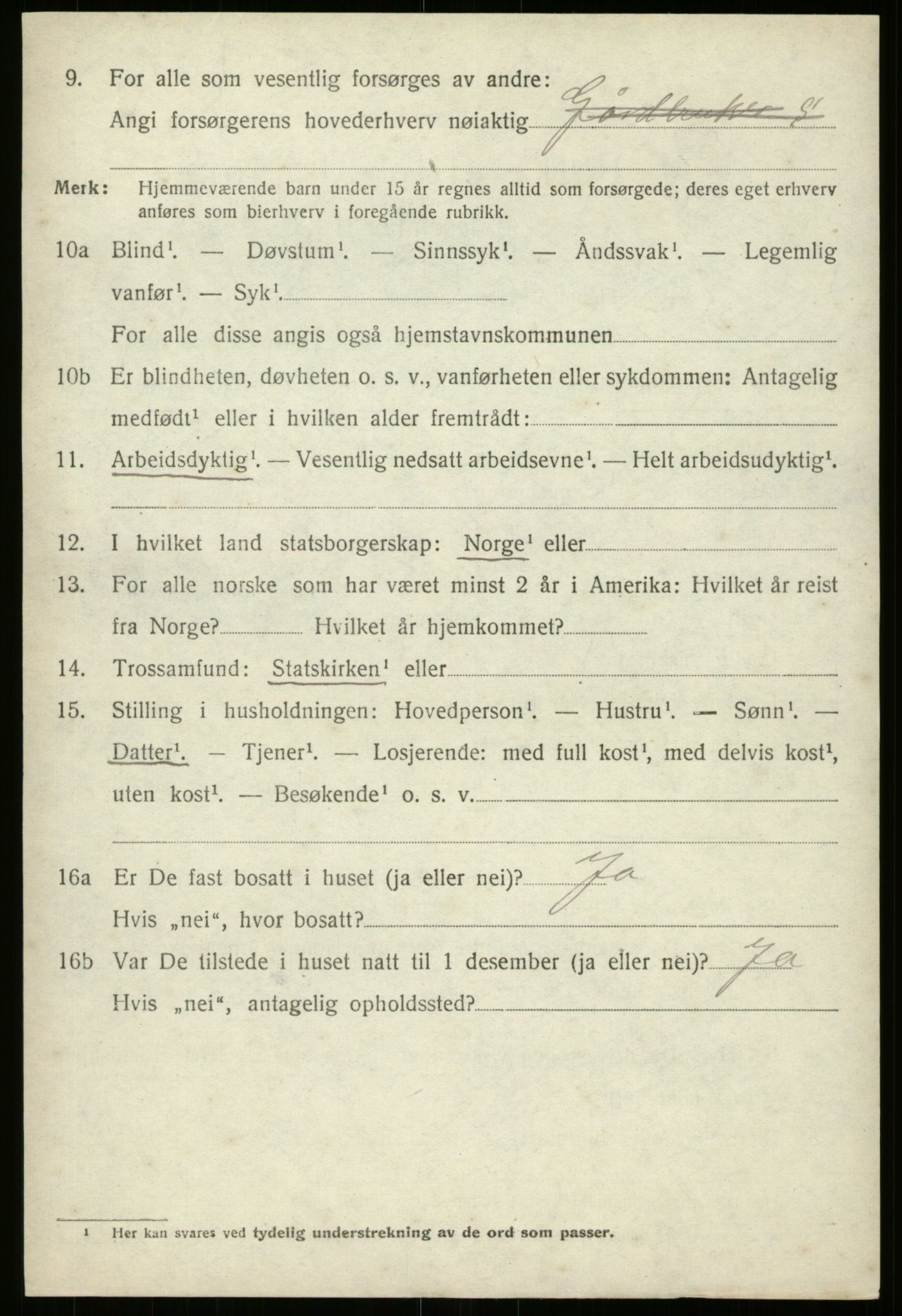 SAB, 1920 census for Hornindal, 1920, p. 1767