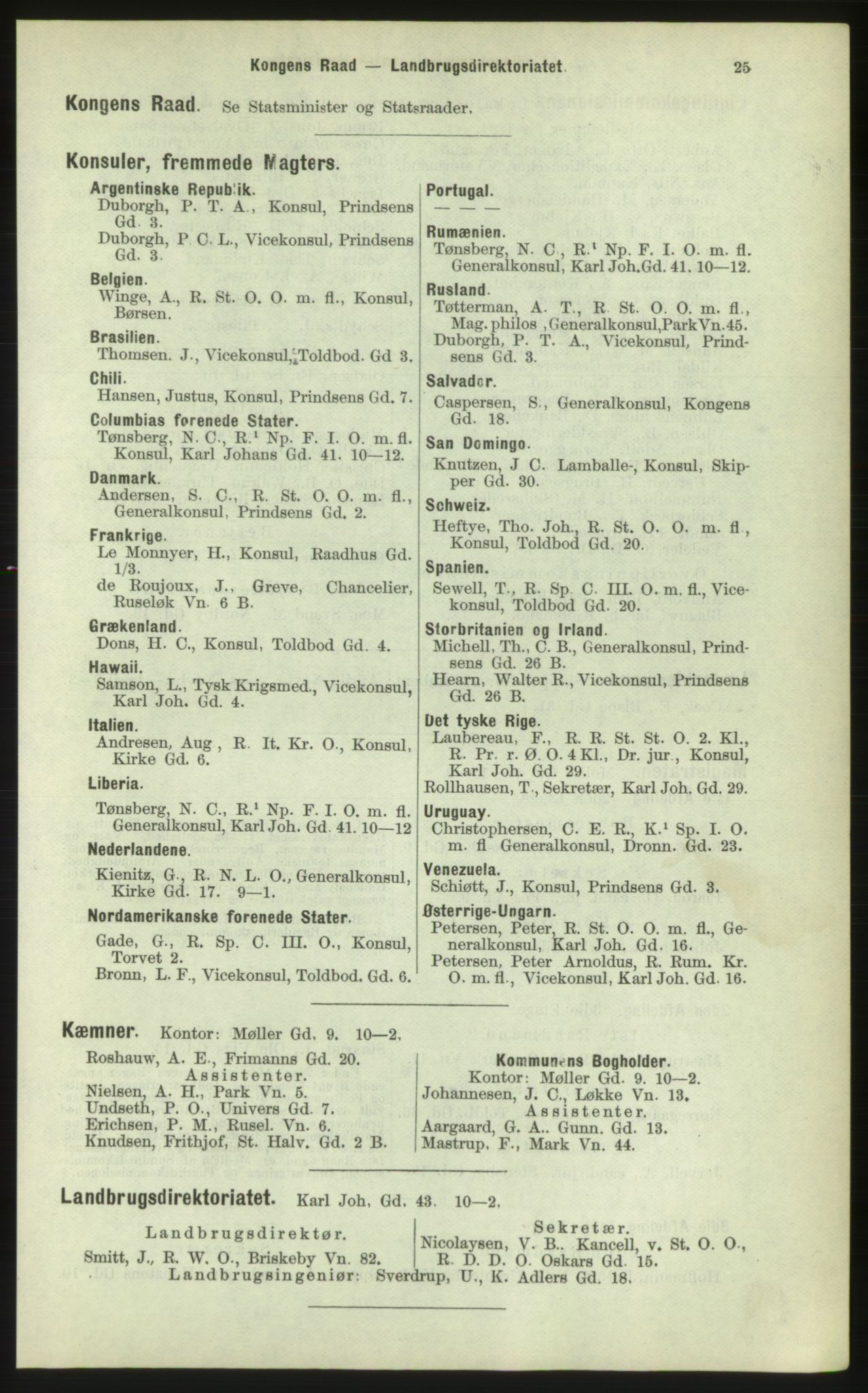 Kristiania/Oslo adressebok, PUBL/-, 1884, p. 25