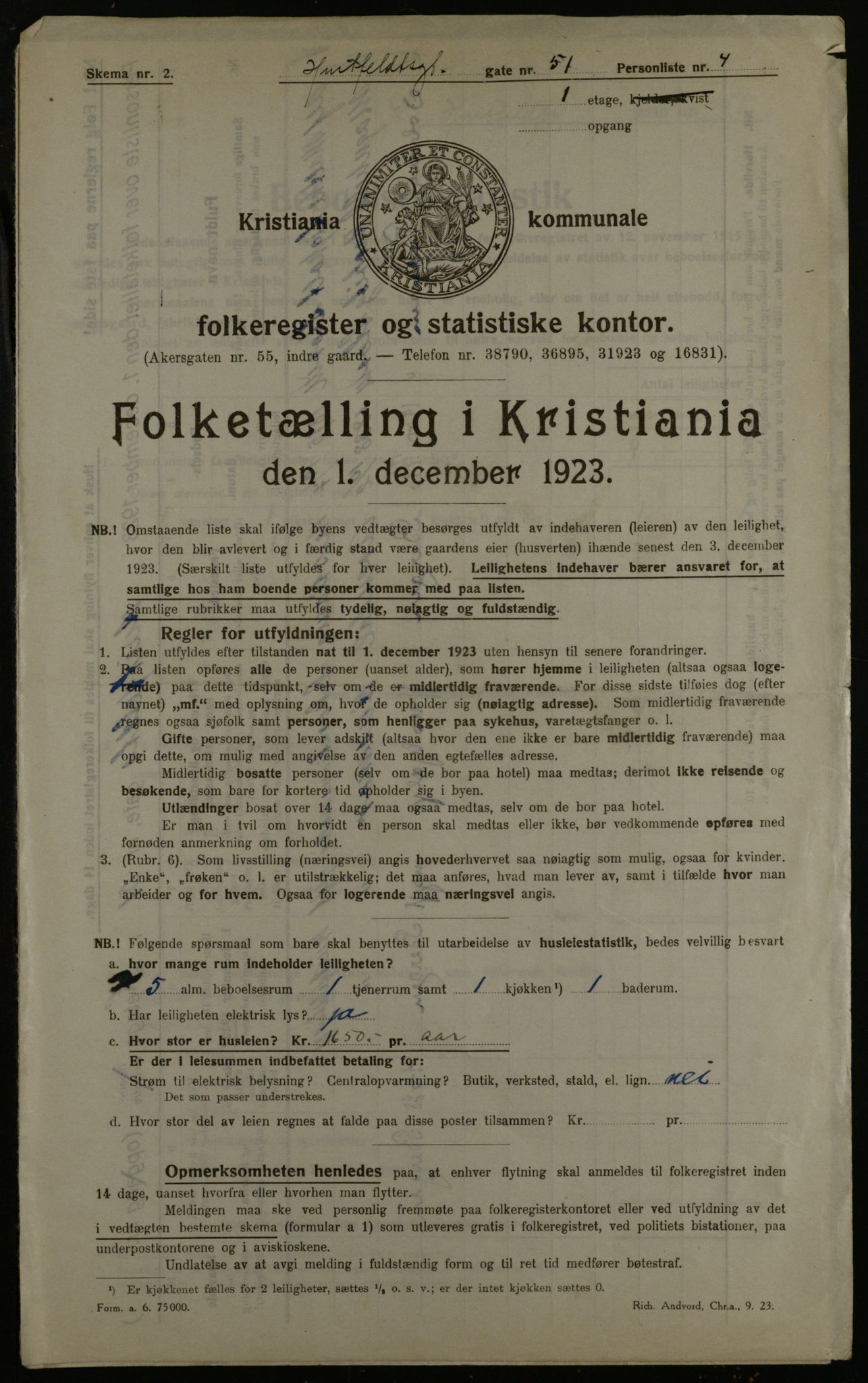 OBA, Municipal Census 1923 for Kristiania, 1923, p. 47060