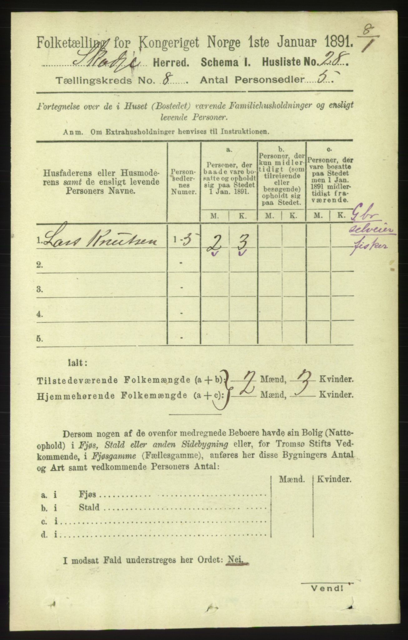 RA, 1891 census for 1529 Skodje, 1891, p. 1691