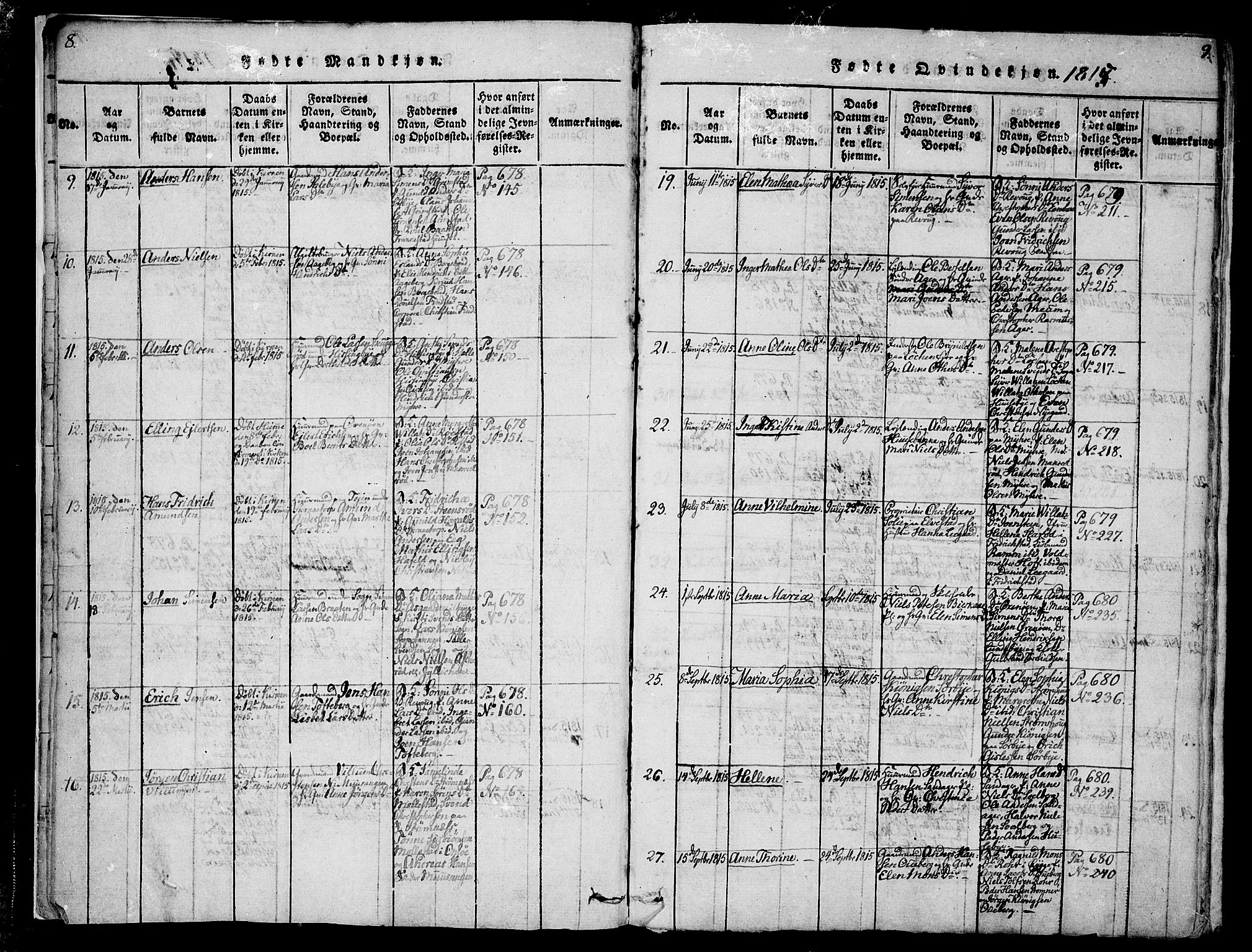 Råde prestekontor kirkebøker, AV/SAO-A-2009/F/Fa/L0004: Parish register (official) no. 4, 1814-1830, p. 8-9