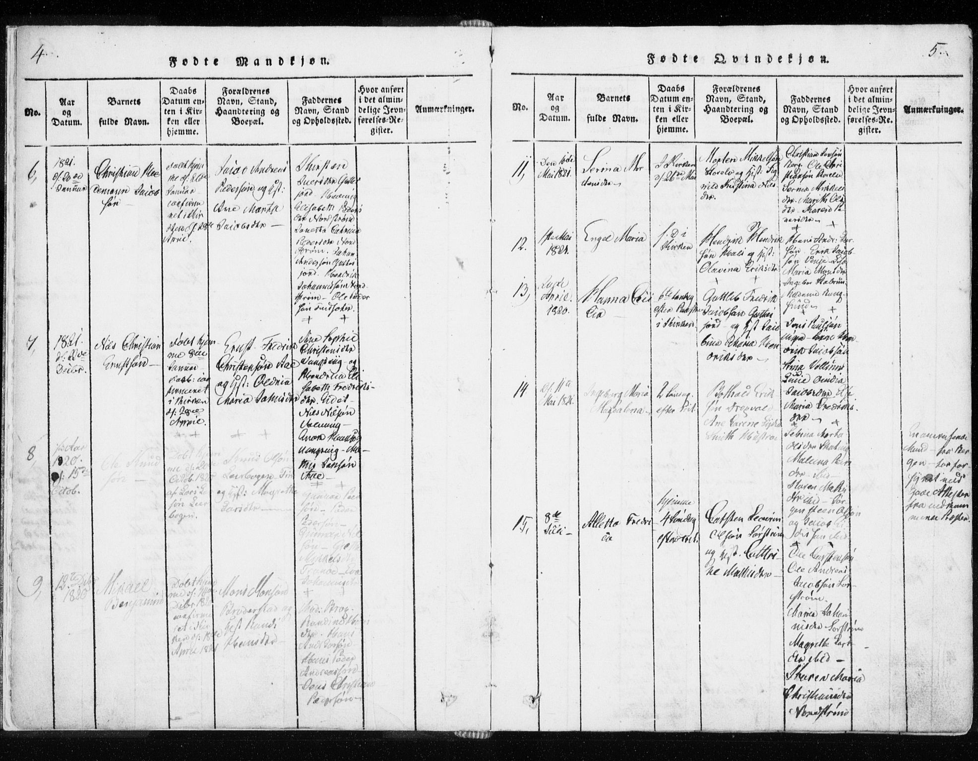 Tranøy sokneprestkontor, SATØ/S-1313/I/Ia/Iaa/L0004kirke: Parish register (official) no. 4, 1820-1829, p. 4-5