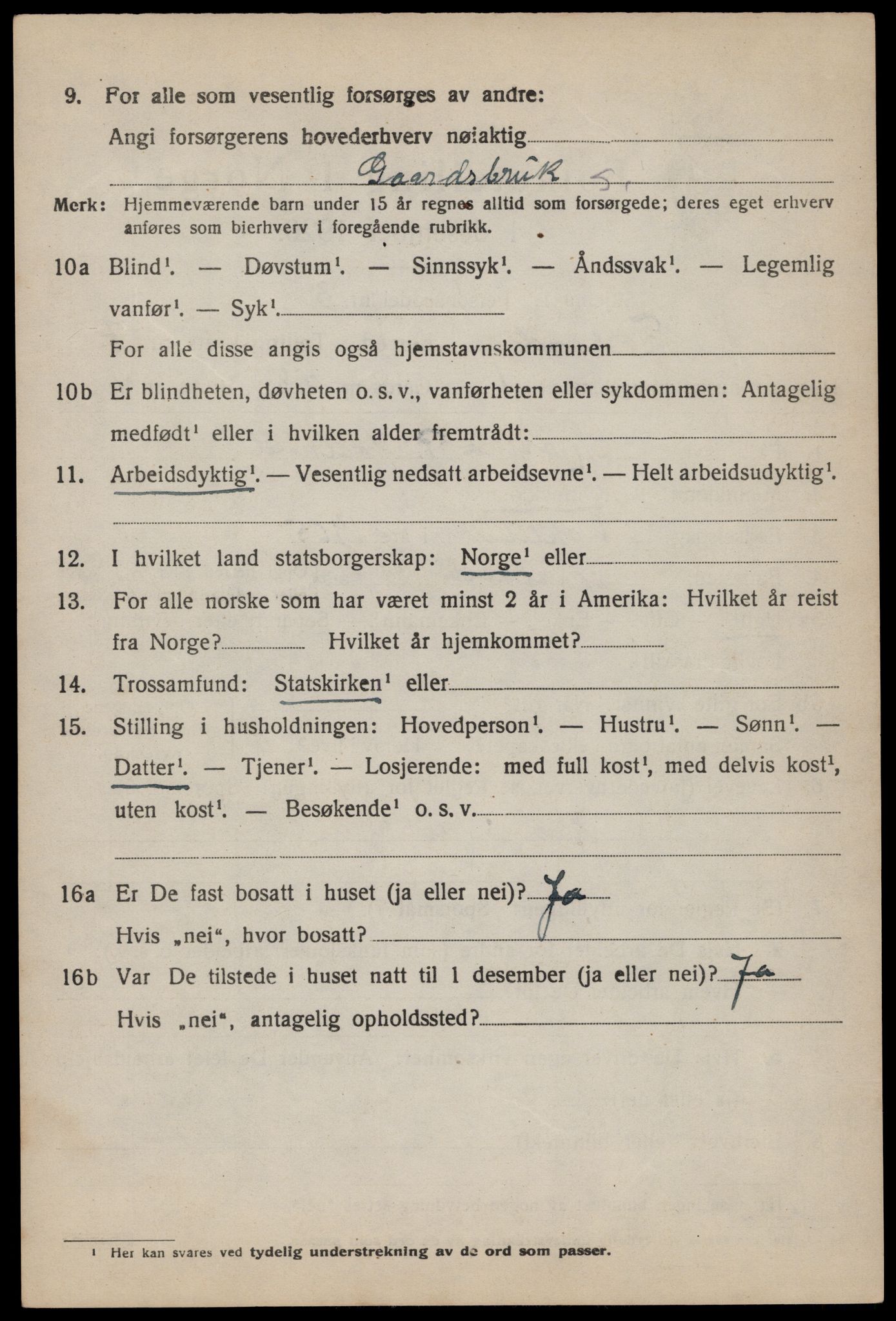 SAST, 1920 census for Forsand, 1920, p. 3418