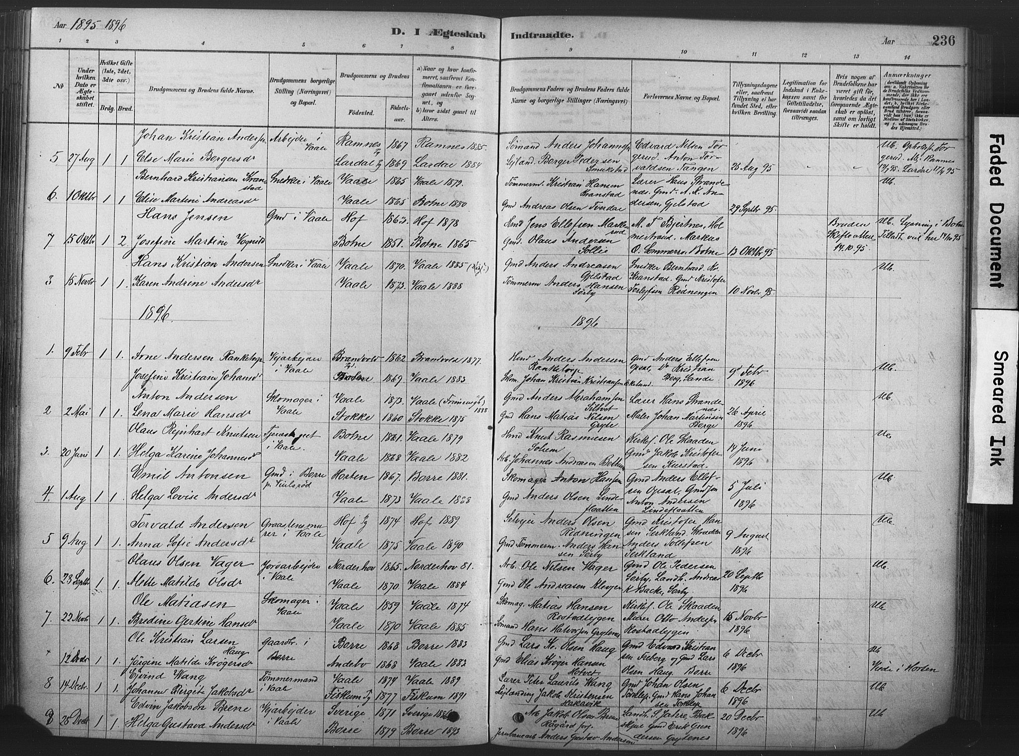 Våle kirkebøker, SAKO/A-334/F/Fa/L0011: Parish register (official) no. I 11, 1878-1906, p. 236