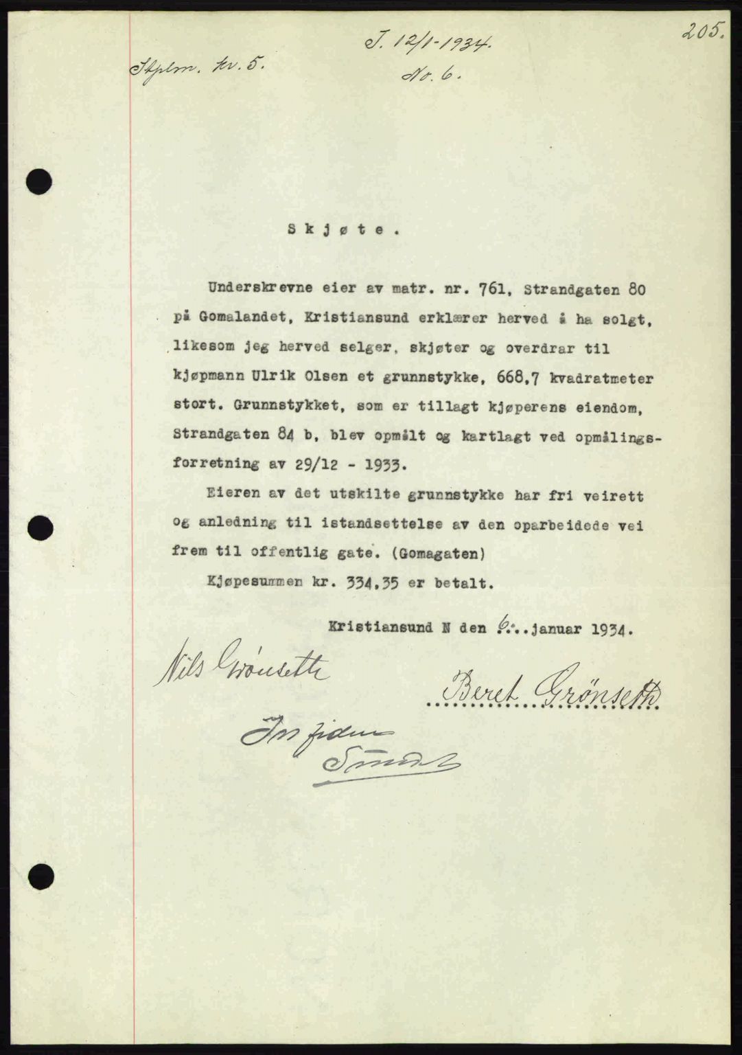 Kristiansund byfogd, AV/SAT-A-4587/A/27: Mortgage book no. 27, 1933-1934, Deed date: 12.01.1934