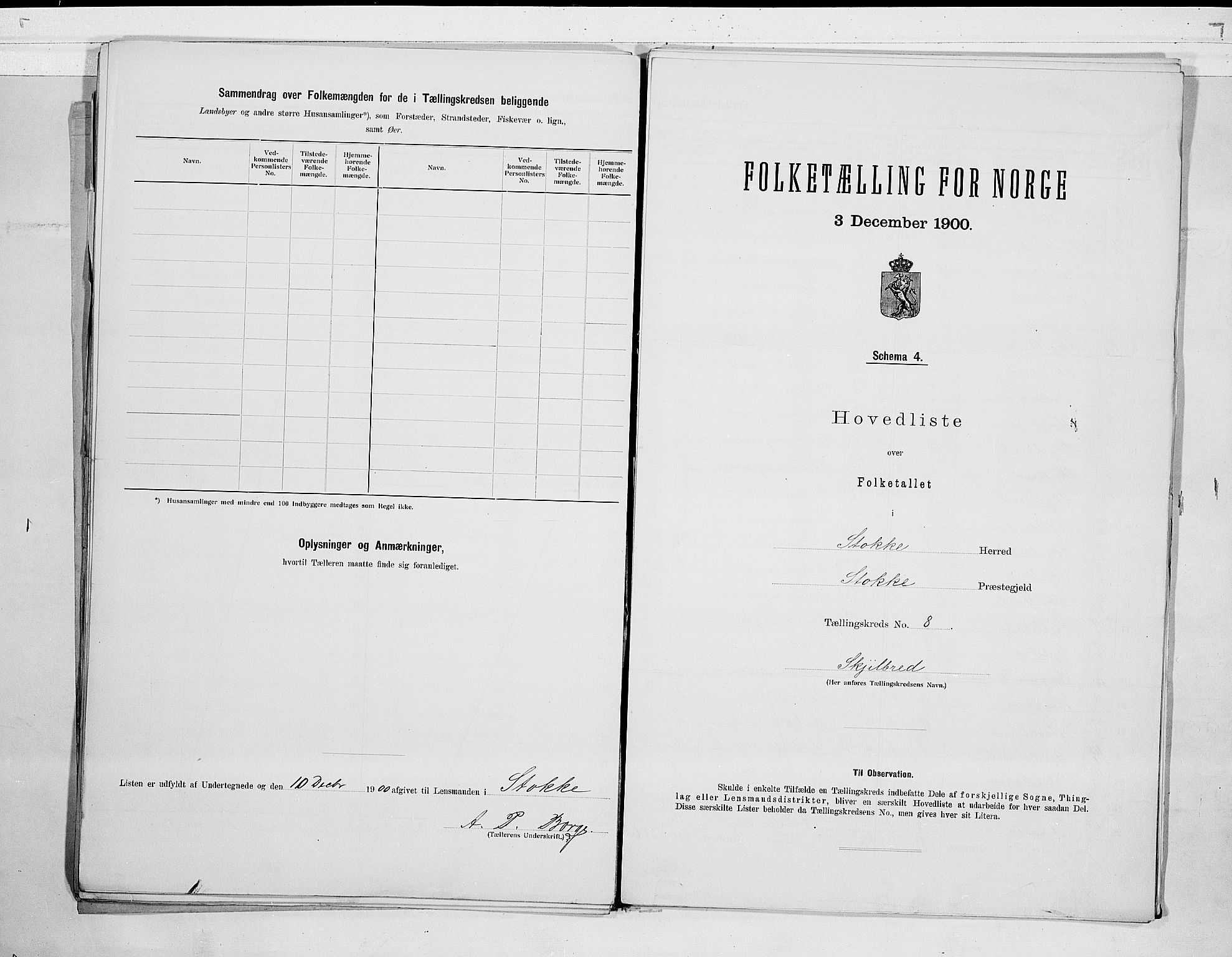 RA, 1900 census for Stokke, 1900, p. 26