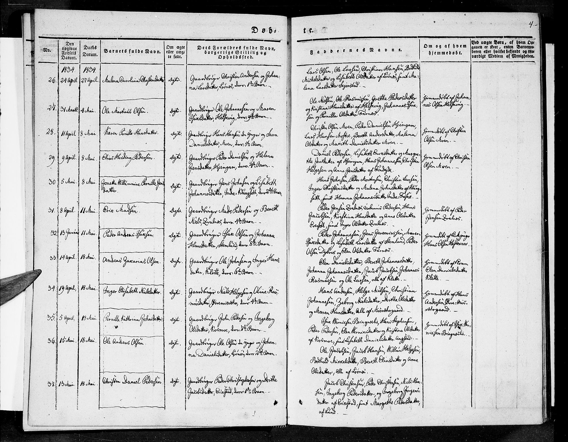 Ministerialprotokoller, klokkerbøker og fødselsregistre - Nordland, AV/SAT-A-1459/852/L0737: Parish register (official) no. 852A07, 1833-1849, p. 4