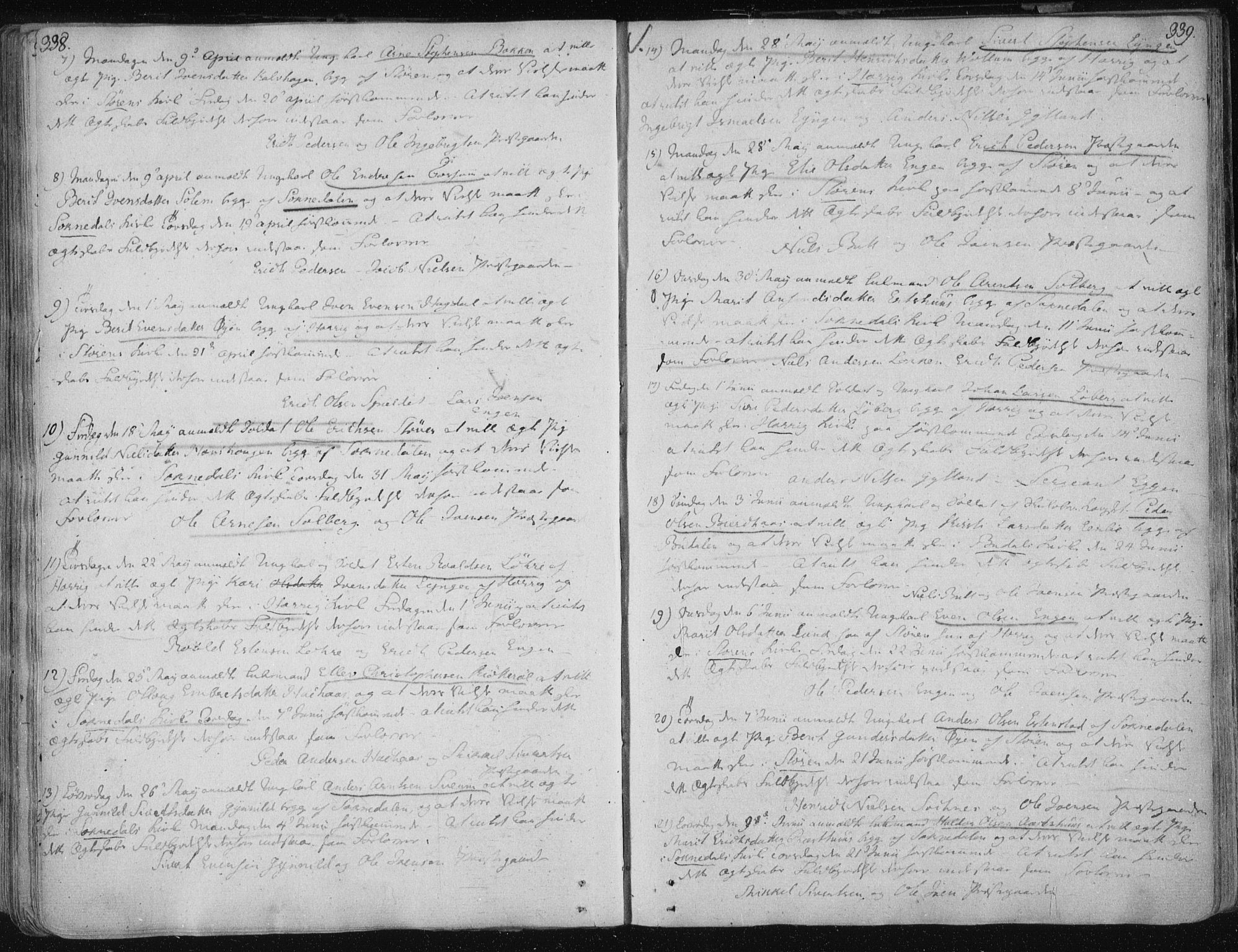 Ministerialprotokoller, klokkerbøker og fødselsregistre - Sør-Trøndelag, SAT/A-1456/687/L0992: Parish register (official) no. 687A03 /1, 1788-1815, p. 338-339