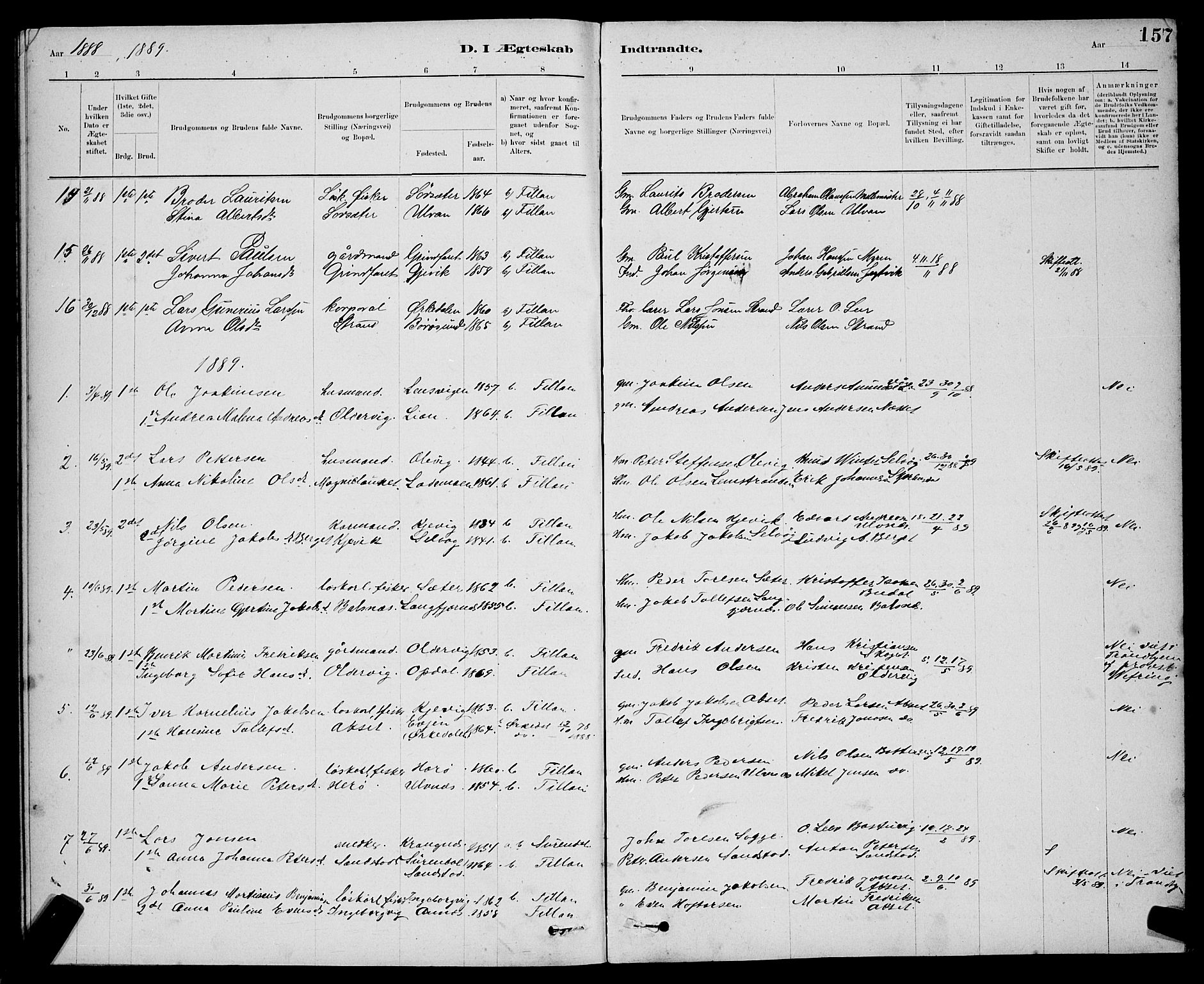 Ministerialprotokoller, klokkerbøker og fødselsregistre - Sør-Trøndelag, SAT/A-1456/637/L0562: Parish register (copy) no. 637C03, 1883-1898, p. 157
