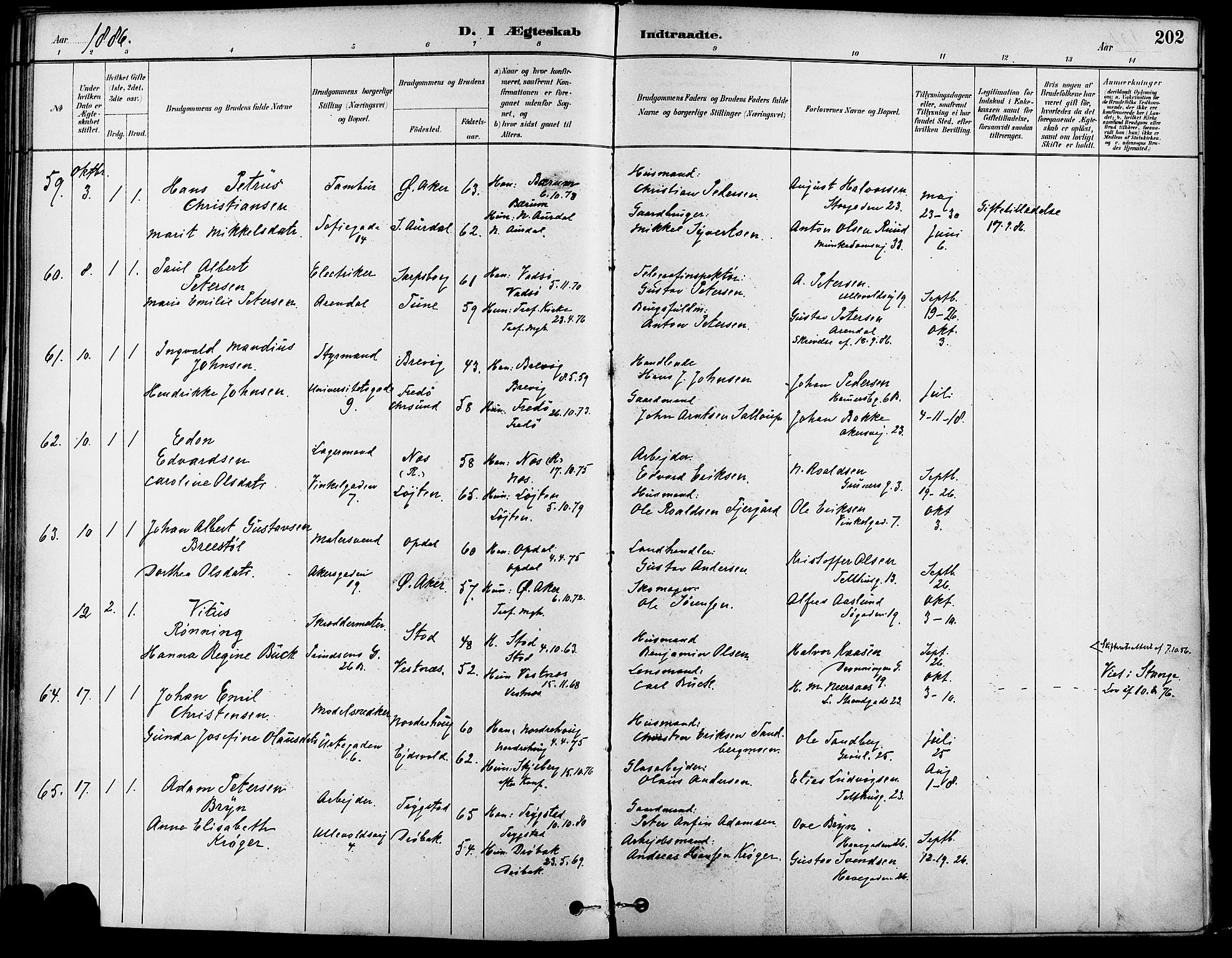 Gamle Aker prestekontor Kirkebøker, SAO/A-10617a/F/L0007: Parish register (official) no. 7, 1882-1890, p. 202